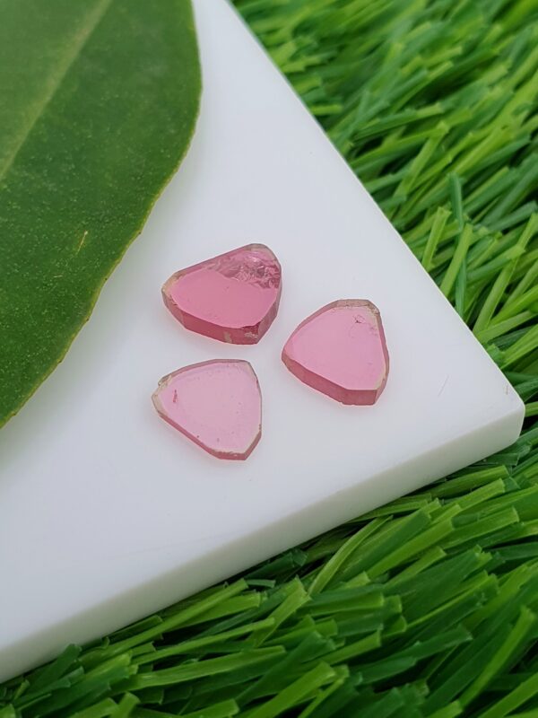 Pink Tourmaline Slices From Afghanistan | 1.32, 0.66 & 0.92 ct - Image 3