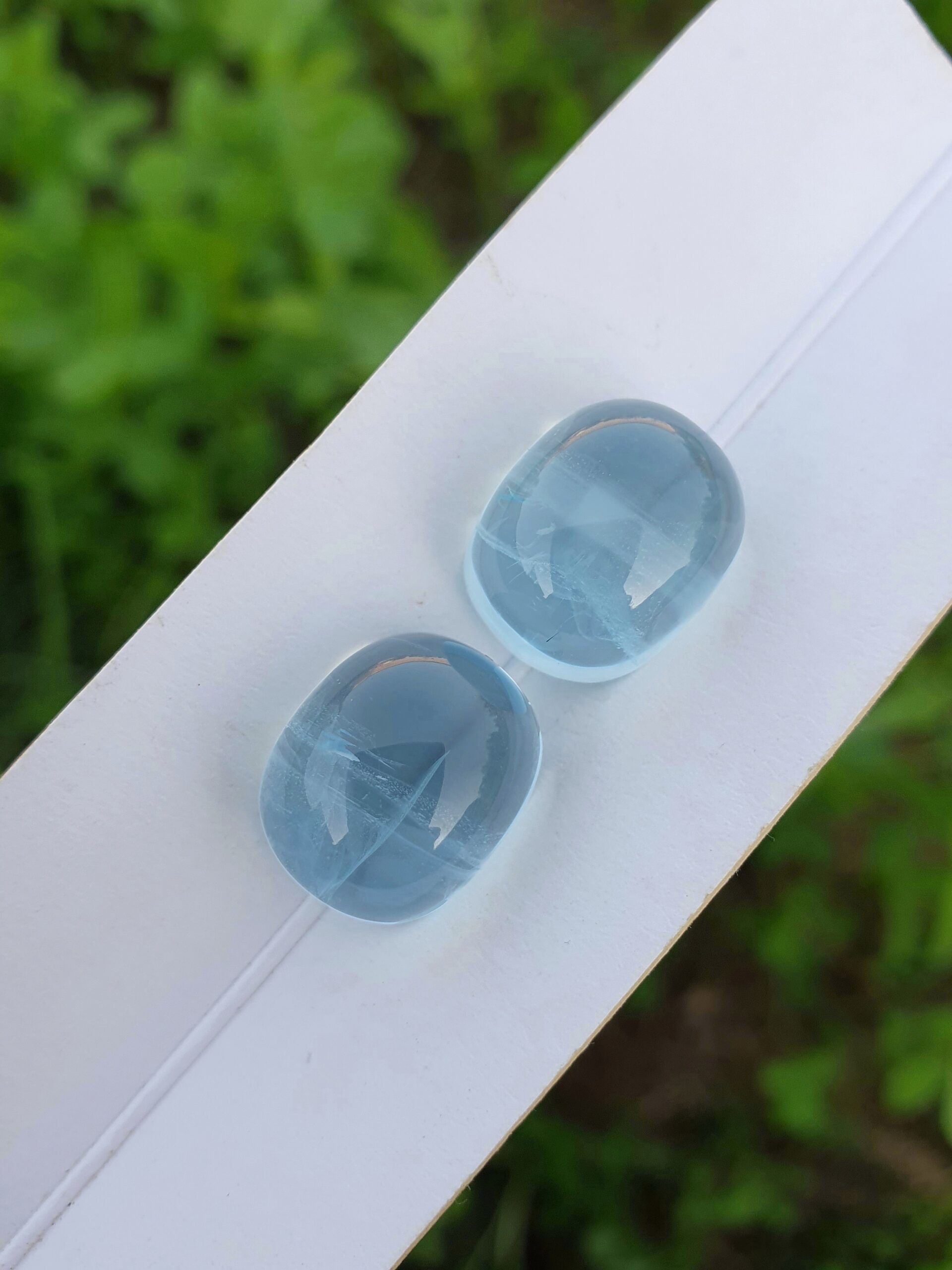 Blue Aquamarine Cabochon Matching Pair | 11.18 ct & 11.62 ct