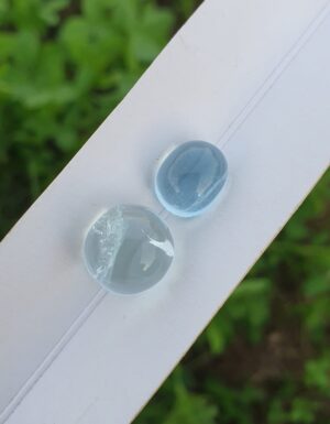 Blue Aquamarine Cabochons | 10.37 ct & 5.51 ct