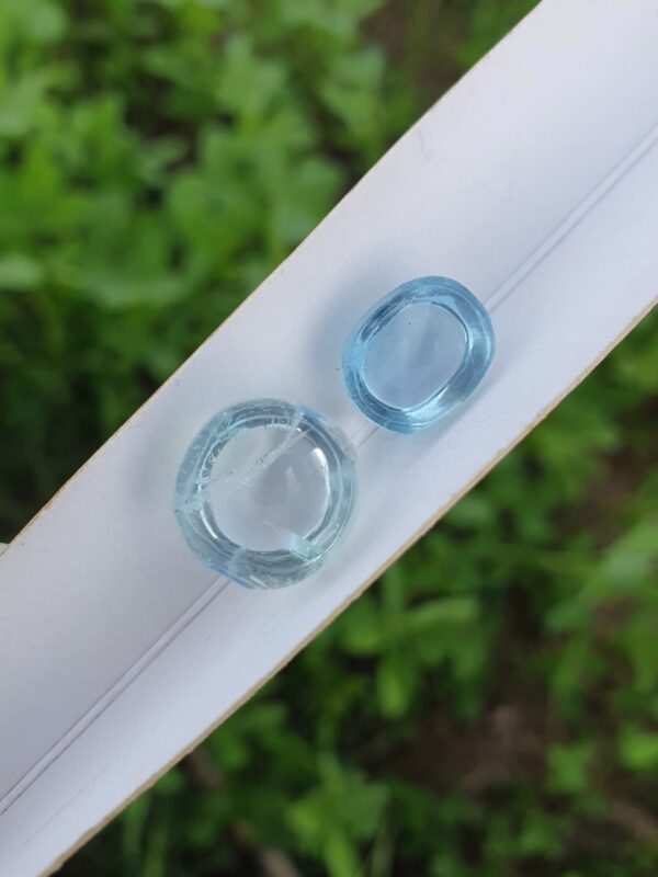 Blue Aquamarine Cabochons | 10.37 ct & 5.51 ct - Image 4