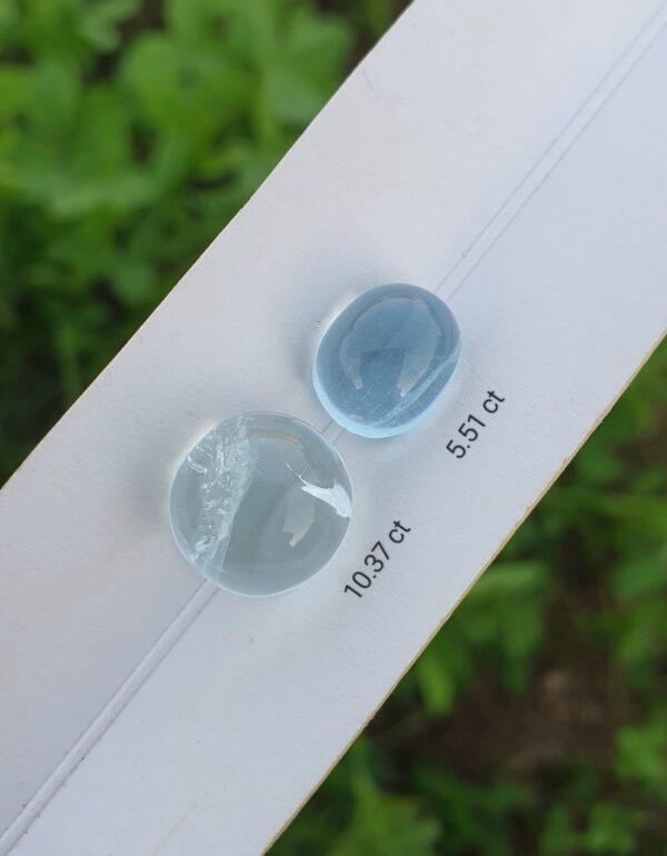 Blue Aquamarine Cabochons | 10.37 ct & 5.51 ct - Image 2