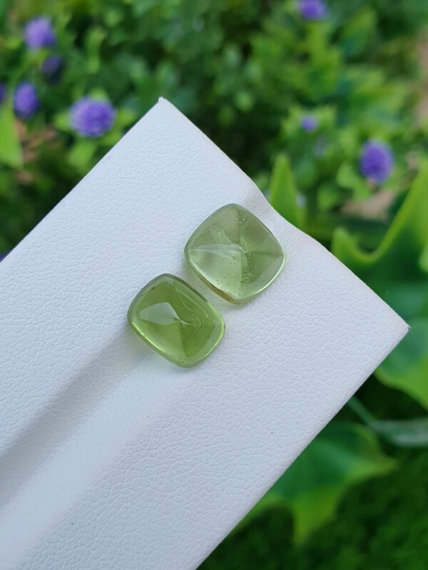 Peridot Stone Sugarloaf Pair Natural Loose | 3.28 ct & 2.69 ct