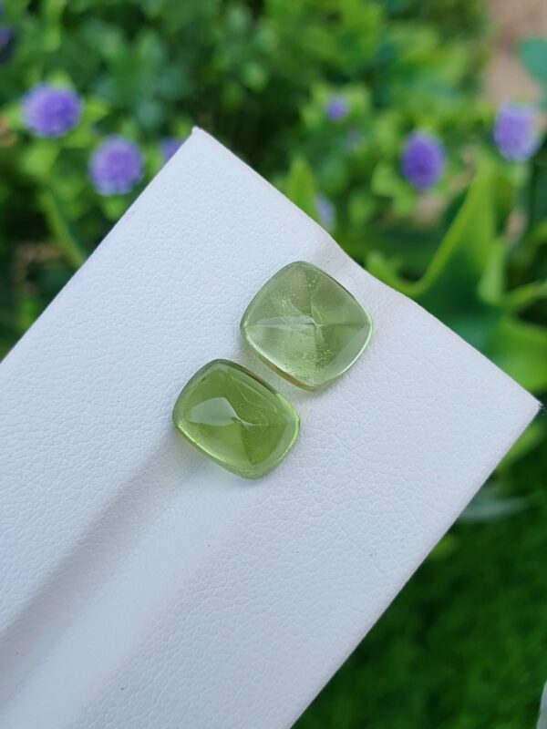 Peridot Stone Sugarloaf Pair Natural Loose | 3.28 ct & 2.69 ct - Image 3
