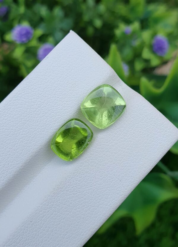 Peridot Stone Sugarloaf Pair Natural Loose | 3.28 ct & 2.69 ct - Image 5
