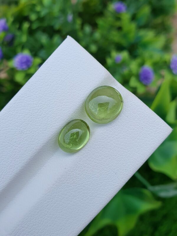 Peridot Stone Cabochon Pair Natural Loose | 3.07 ct & 2.08 ct - Image 3