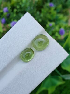 Peridot Stone Cabochon Pair Natural Loose | 3.07 ct & 2.08 ct
