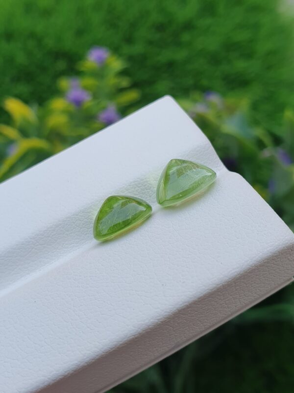 Peridot Stone Sugarloaf Pair Natural Loose | 3.28 ct & 2.69 ct - Image 4