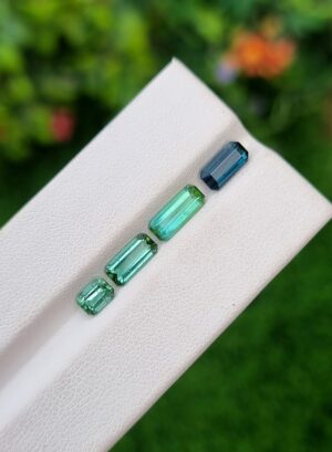 Natural Tourmaline Gemstone Lot, Set of 4 Stones, Mint Green & Blue Colors | 3.34 ct
