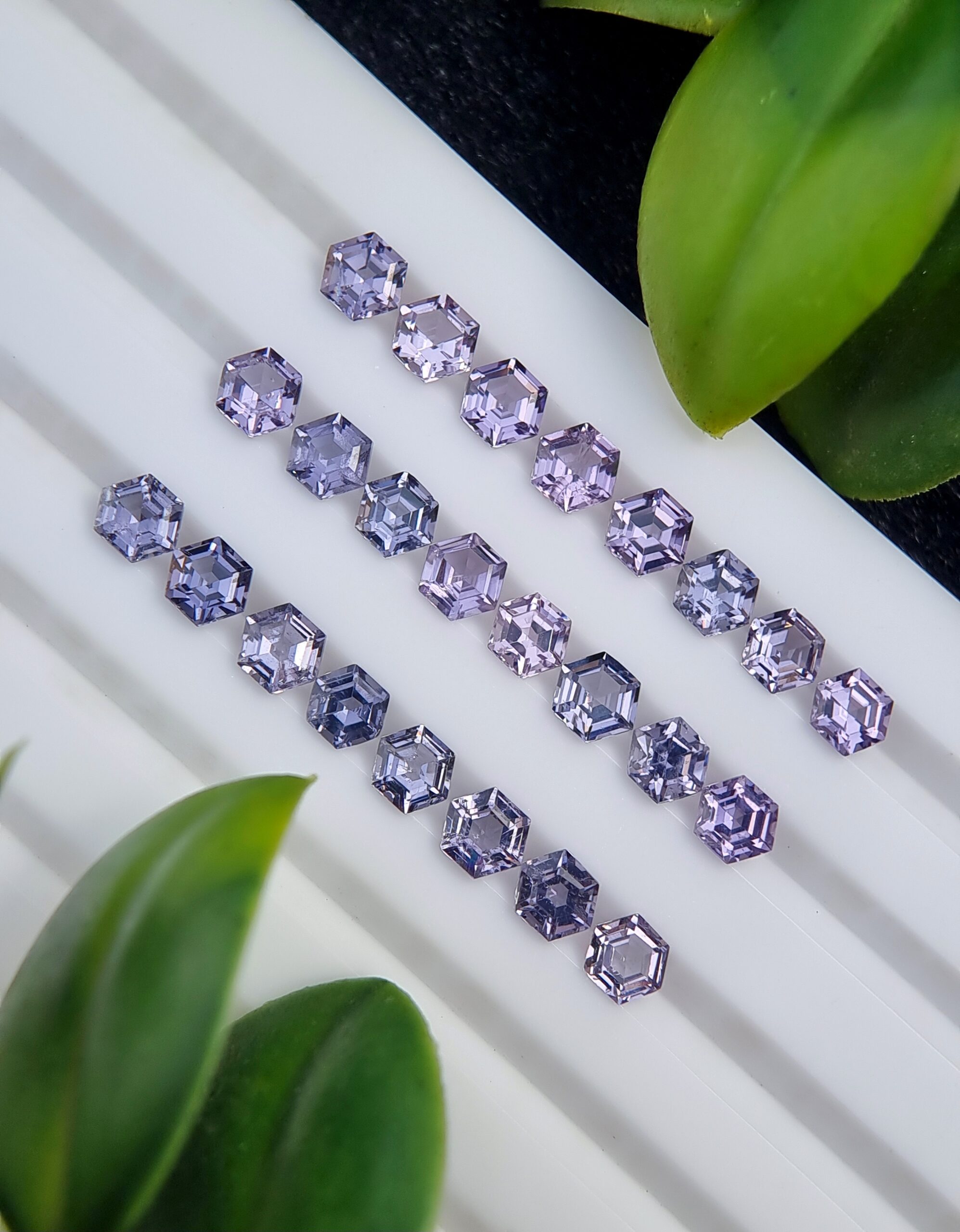 Calibrated Bluish Violet & Violet Natural Spinel Lot 8.01 ct | 24 Hexagonal Stones