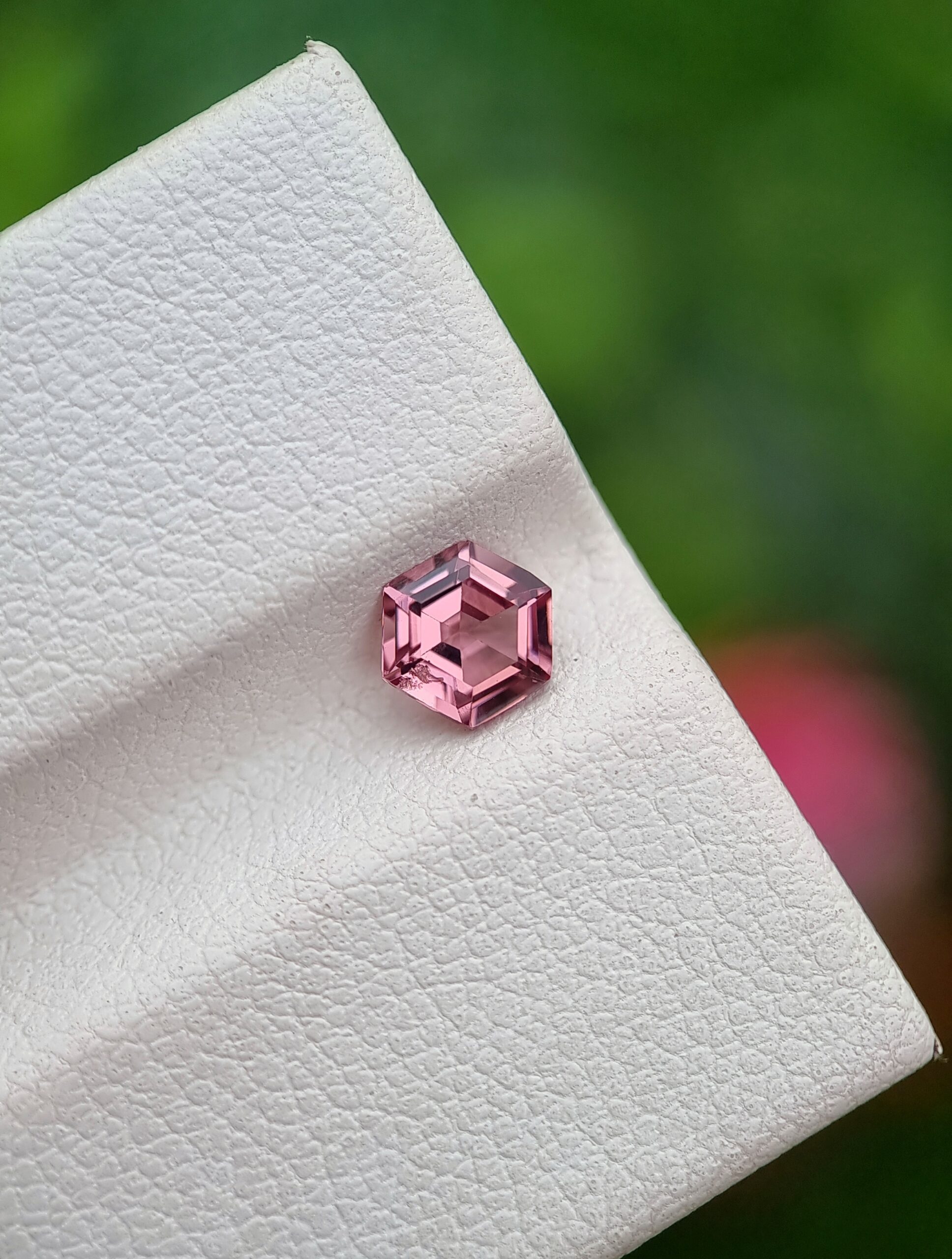 0.55 ct Purplish Red Natural Spinel Hexagonal Gemstone from Badakhshan, Afghanistan