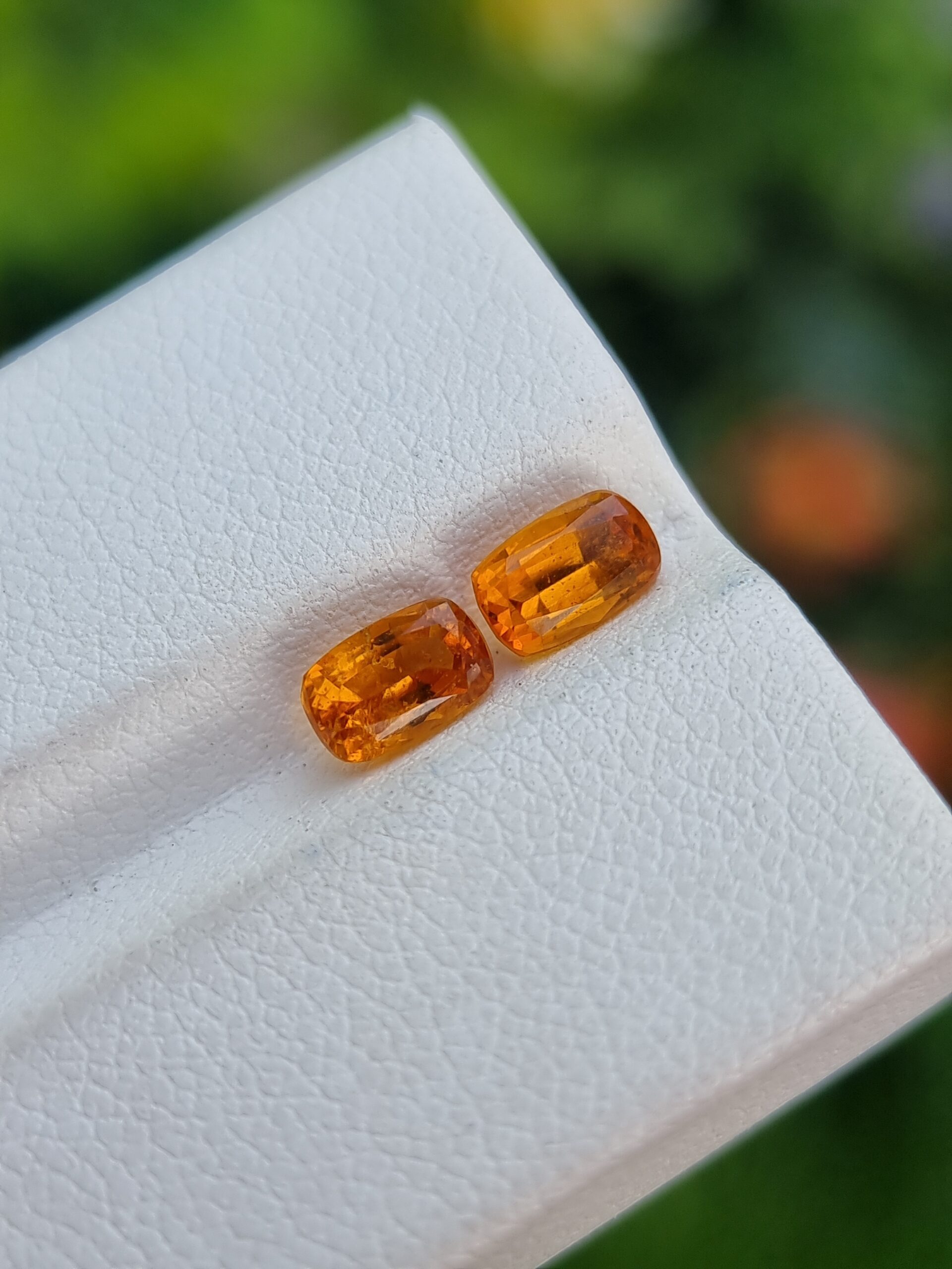 0.78 & 0.75 ct Matching Pair Natural Clinohumite Cushions - Orange Gemstones (Tajikistan)