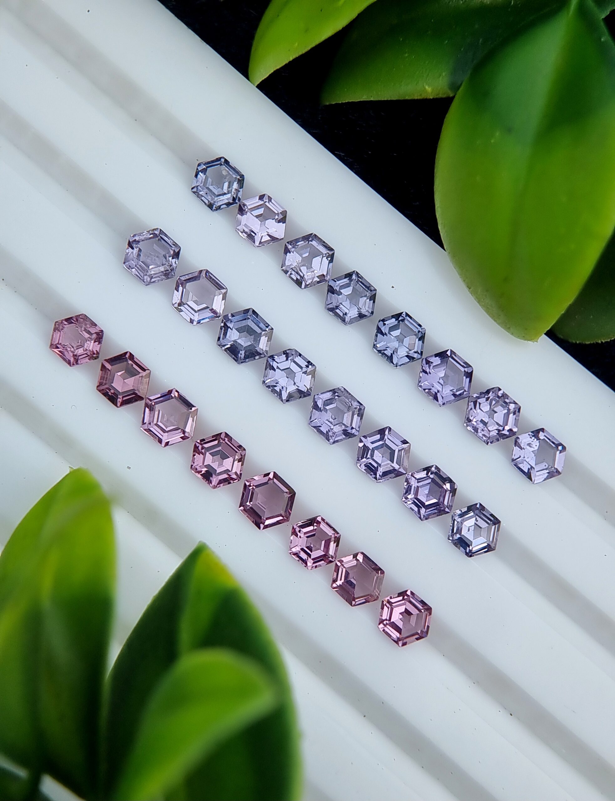 Authentic 7.63 ct Natural Spinel Lot | Hexagonal Purple & Violet Gemstones
