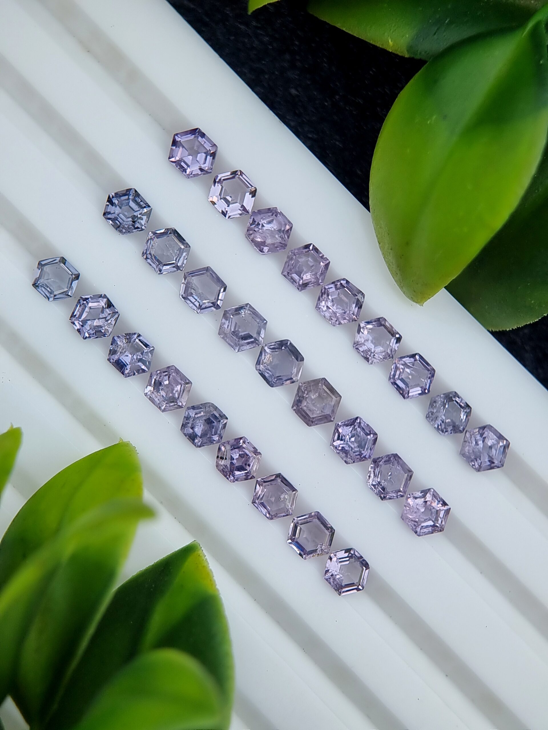 Authentic 7.89 ct Natural Spinel Lot | Hexagonal Purplish Violet Calibrated Gemstones