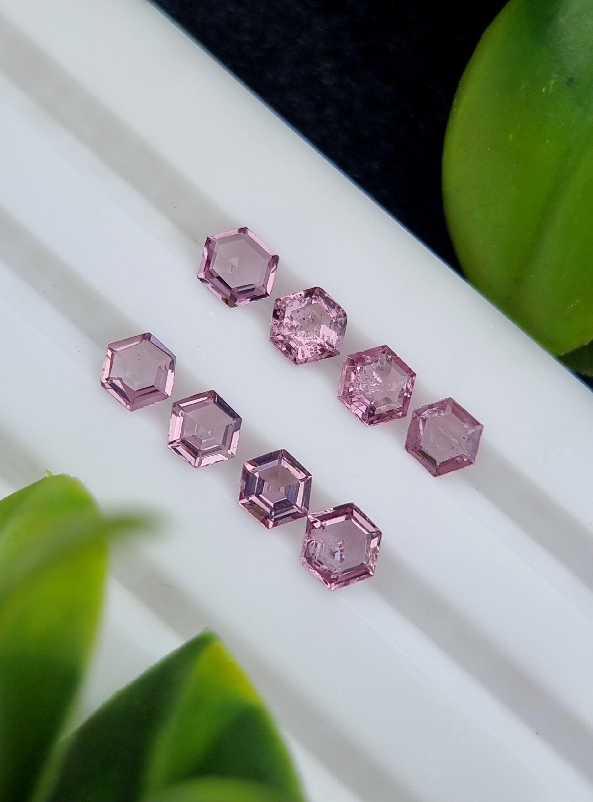 Stunning 1.96 ct Natural Spinel Lot | Hexagonal Pinkish Purple Gemstones