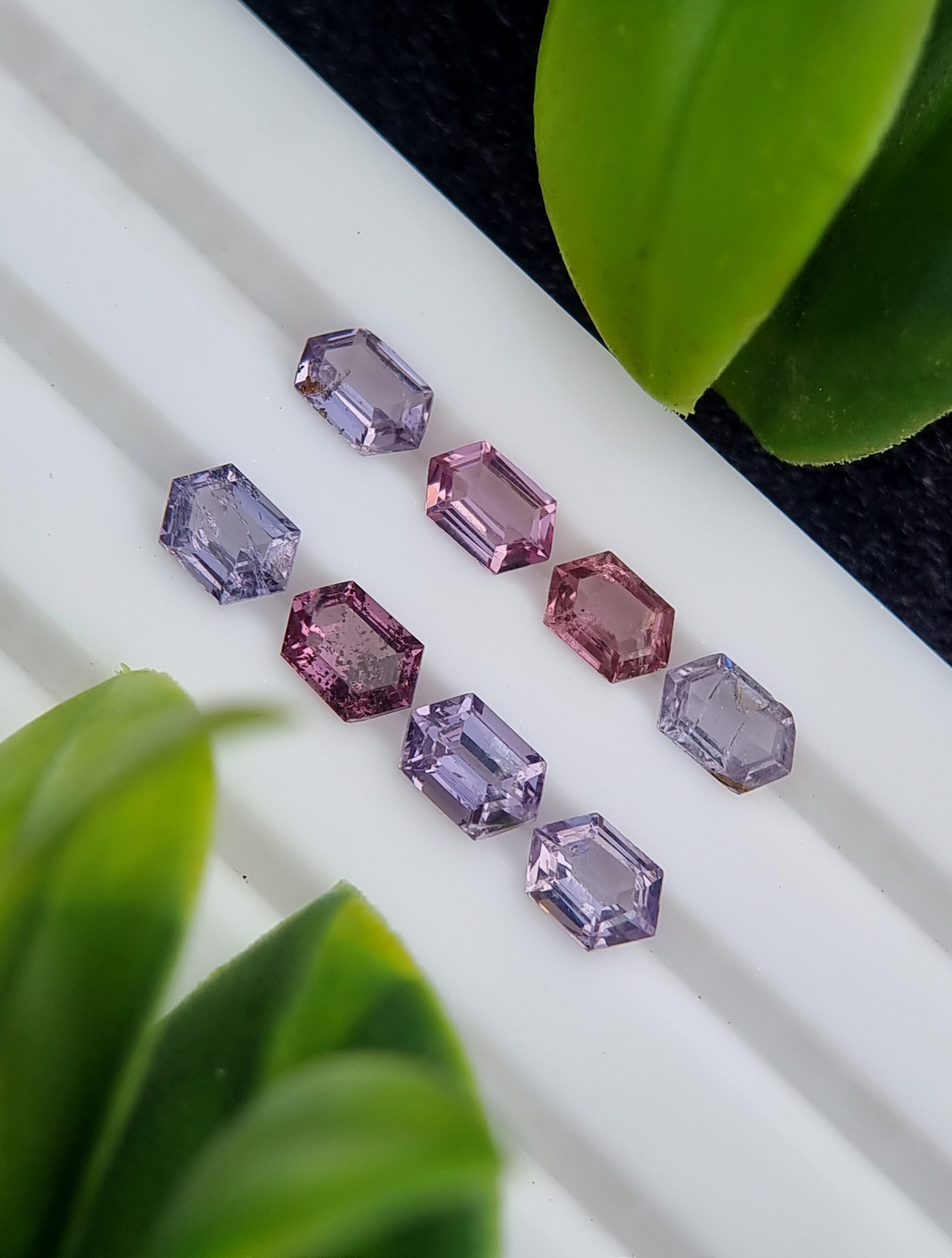 Unique 3.86 ct Natural Spinel Lot | Elongated Hexagonal Purple & Violet Gemstones | Calibrated