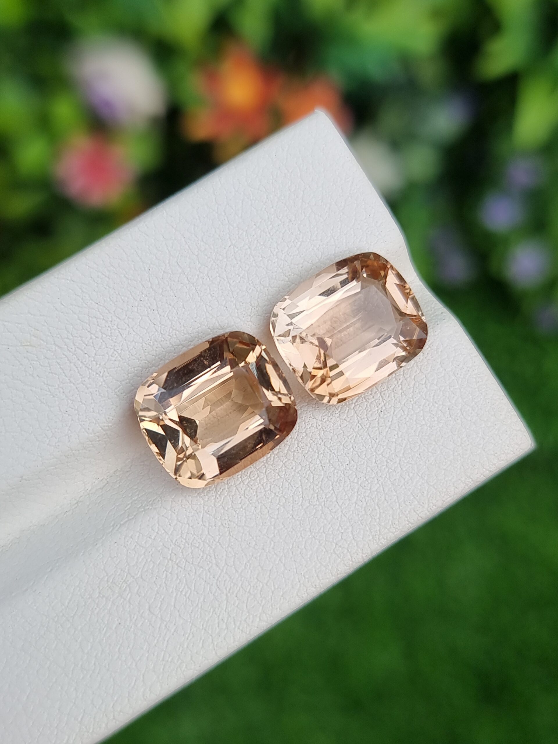 Exquisite Matching Pair of Cushion Cut Natural Topaz - 7.04 ct & 6.55 ct