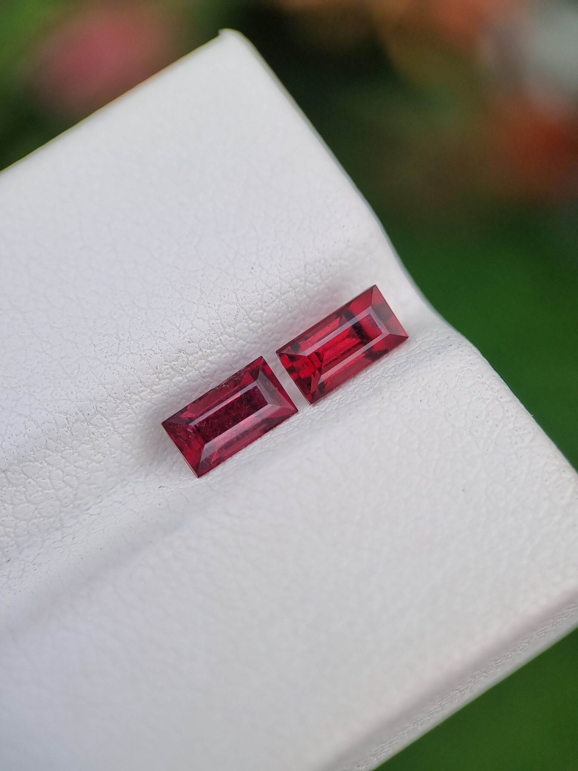 Elegant Rectangular Natural Rhodolite Garnet Pair - 0.73 ct & 0.61 ct