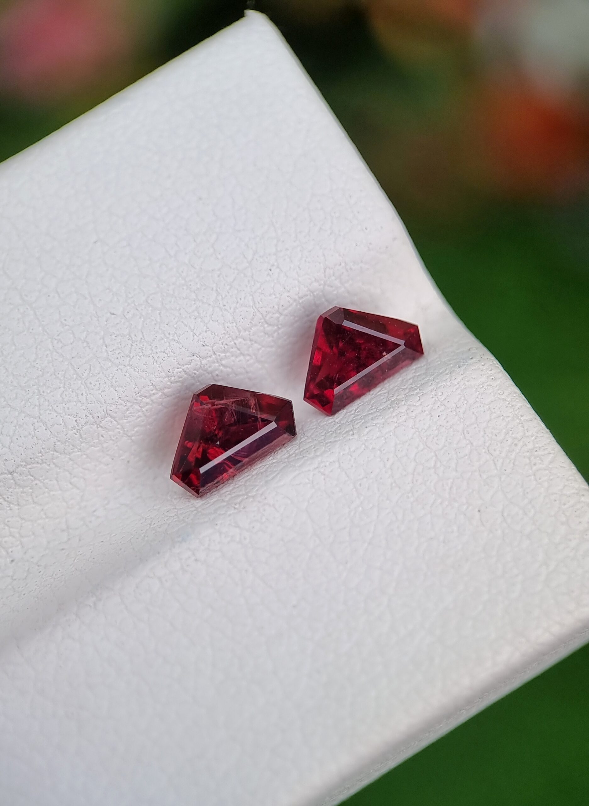 Vibrant Trillion Cut Natural Rhodolite Garnet Pair - 0.85 ct & 0.76 ct