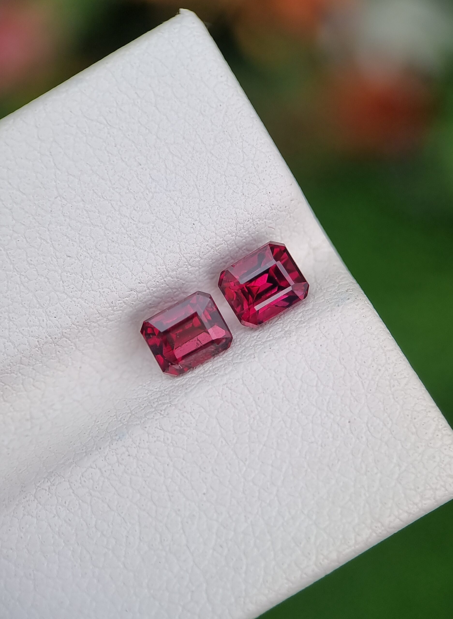 Elegant Emerald Cut Natural Rhodolite Garnet Pair - 0.81 ct & 0.82 ct