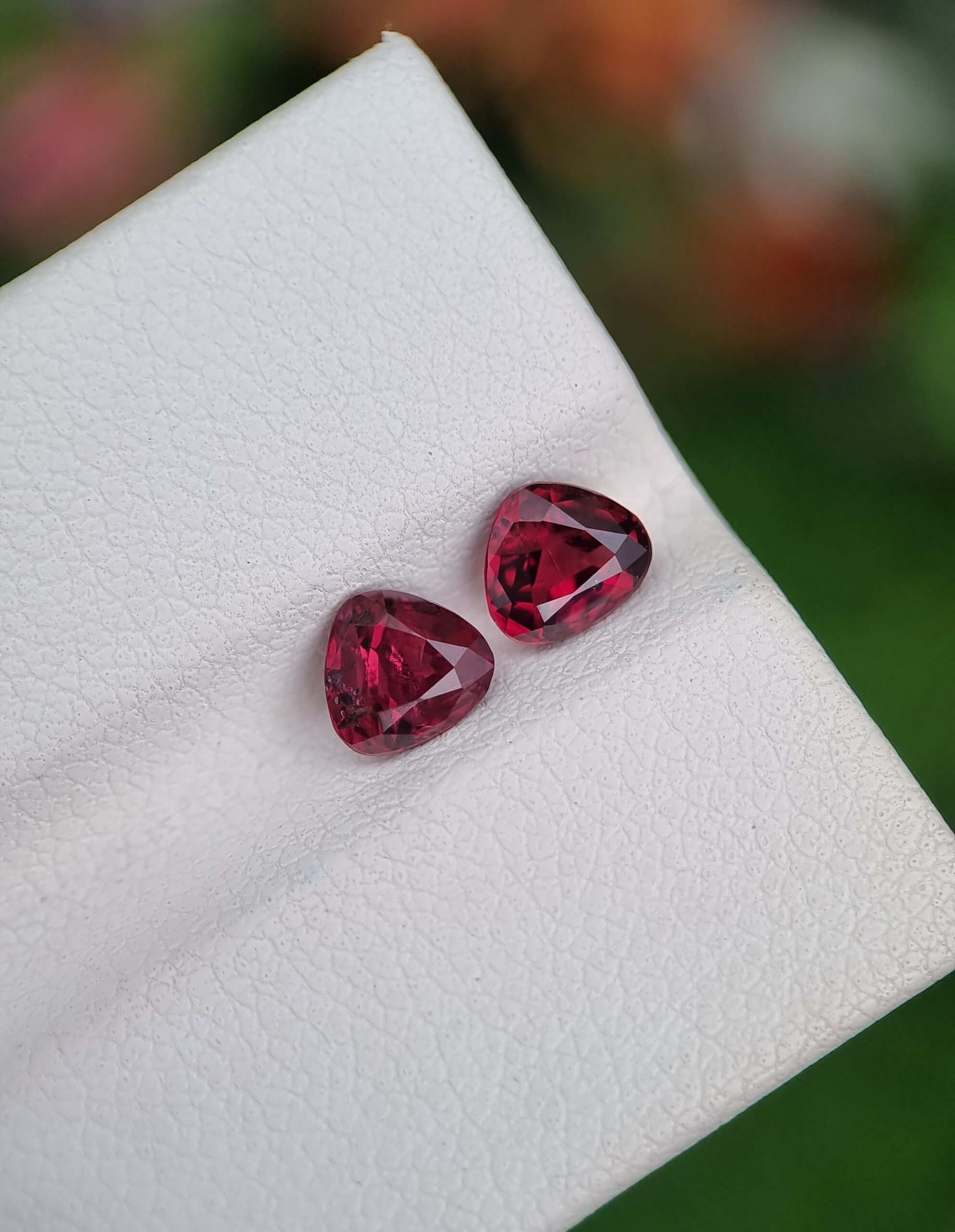 Captivating Trillion Cut Natural Rhodolite Garnet Pair - 0.73 ct & 0.74 ct