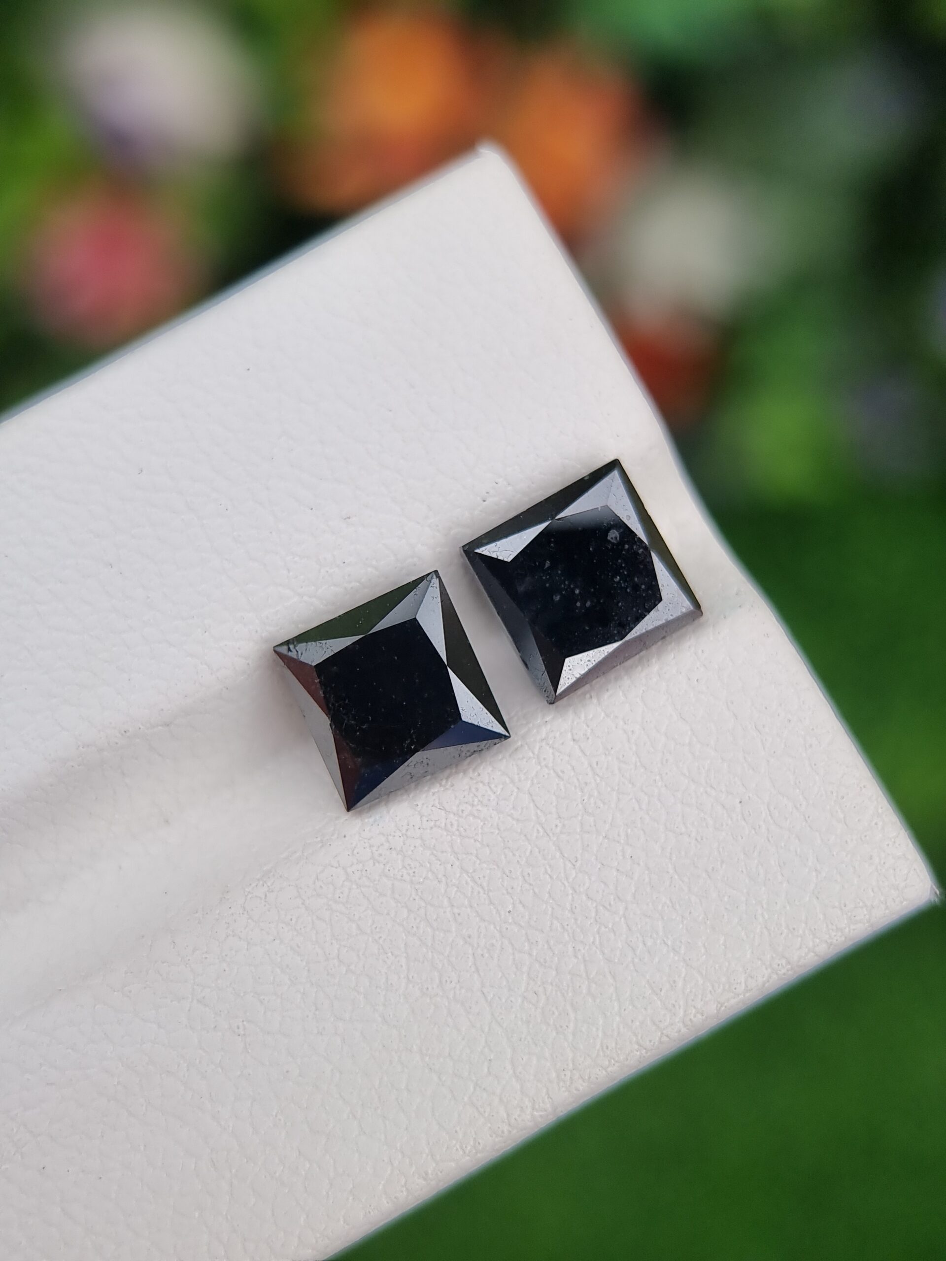 Exquisite Black Natural Diamond Pair - 2.31 ct & 2.33 ct Square Precision Cut | Certified