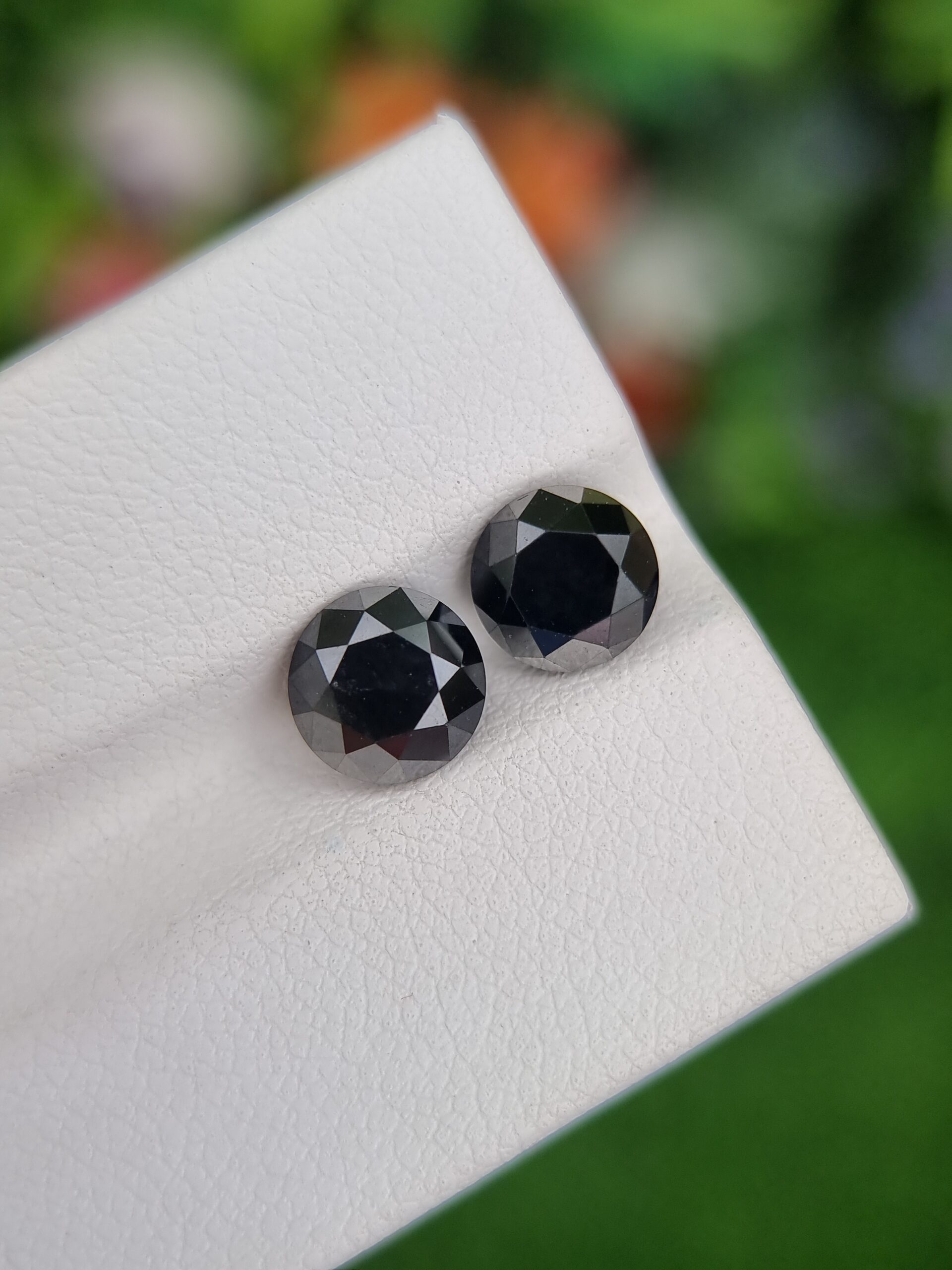 Stunning Black Natural Diamond Pair - 1.66 ct & 1.68 ct Round Brilliant Cut