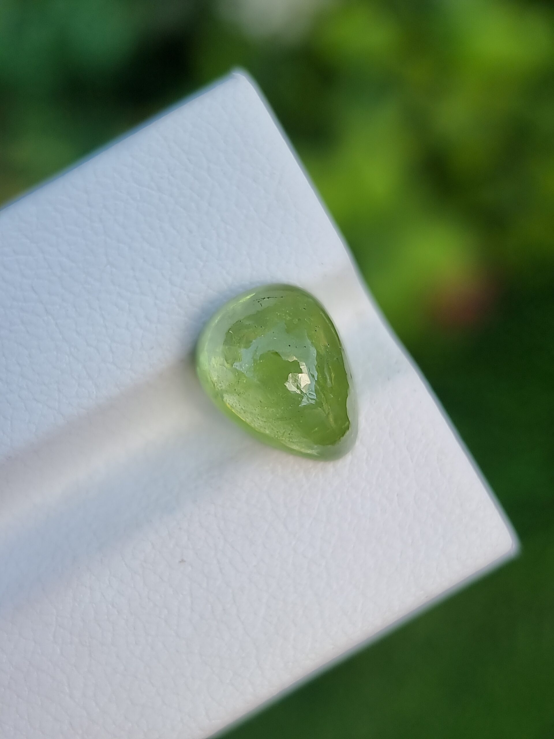 Radiant Yellowish Green Pear-Shaped Natural Peridot Cabochon (5.31 ct)
