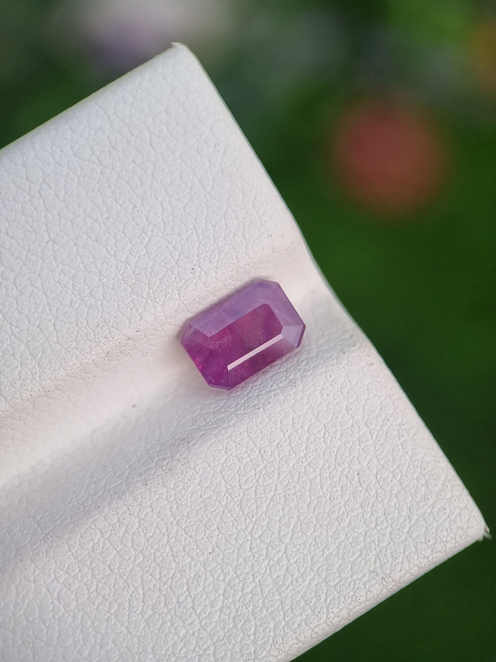 Elegant 1.09 ct Emerald Cut Natural Sapphire in Purplish Pink - Afghan Gemstone