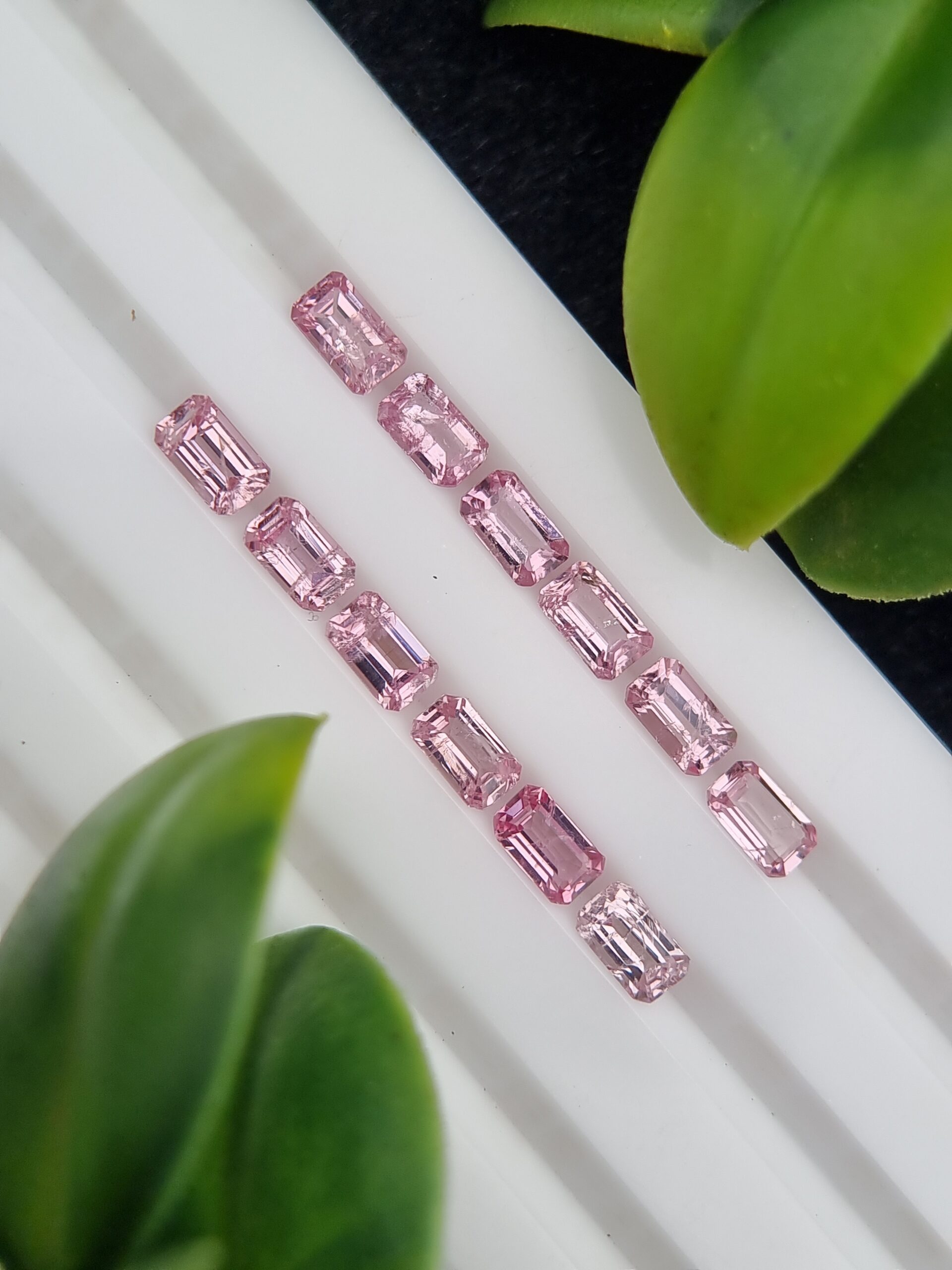 Premium 3.73 ct Lot of Calibrated Emerald Cut Pink Natural Spinel from Tajikistan