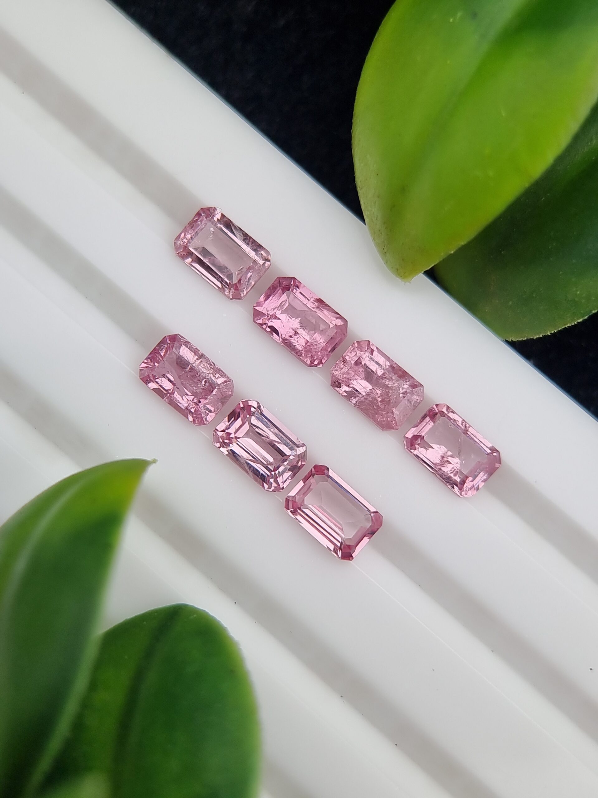Luxurious Tajikistan Pink Spinel - 4.48 ct Emerald Cut, 7 Calibrated Stone Lot