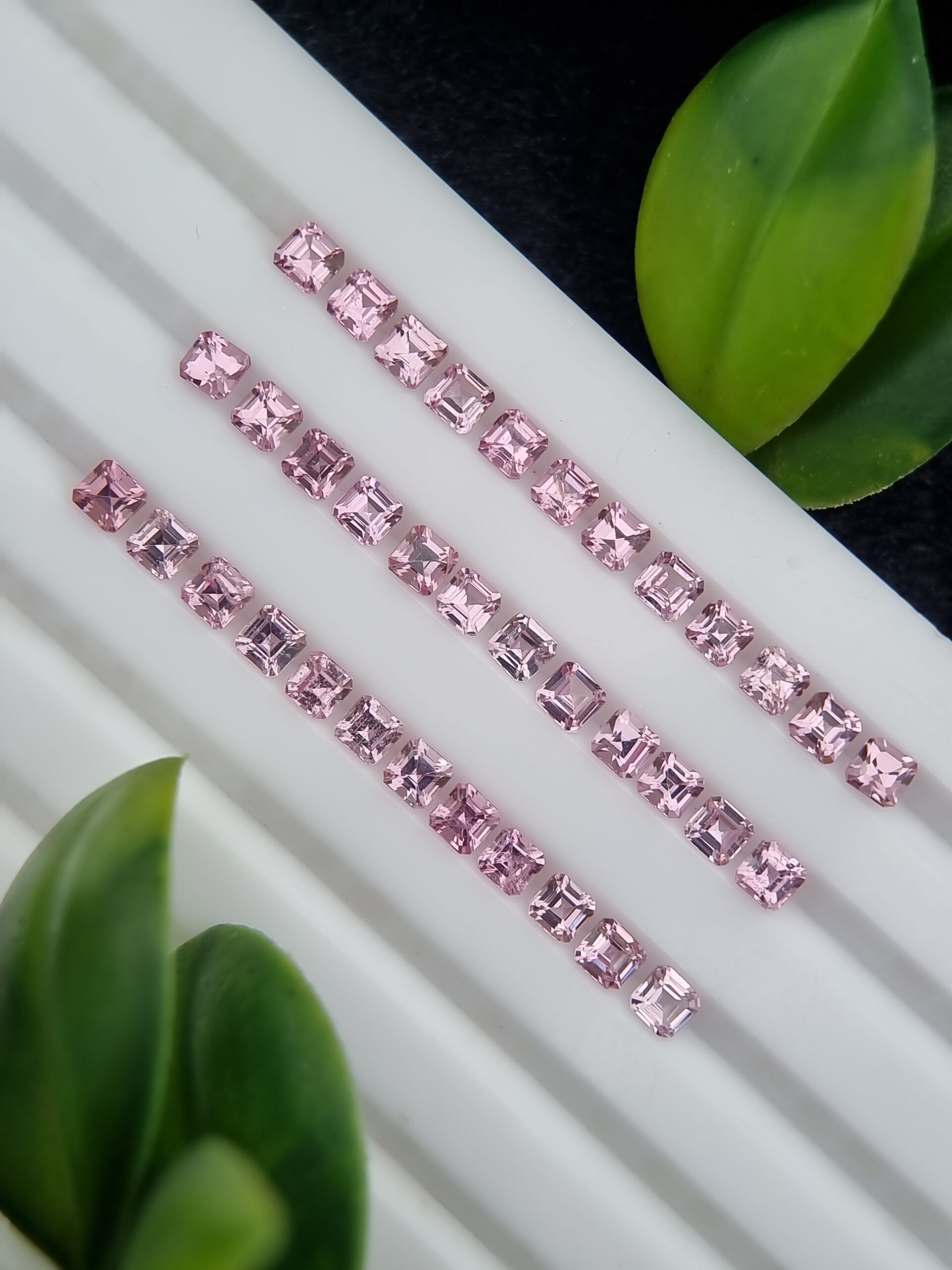 Elegant Tajikistan Pink Spinel - 6.68 ct, Calibrated Square & Emerald Cut Gems