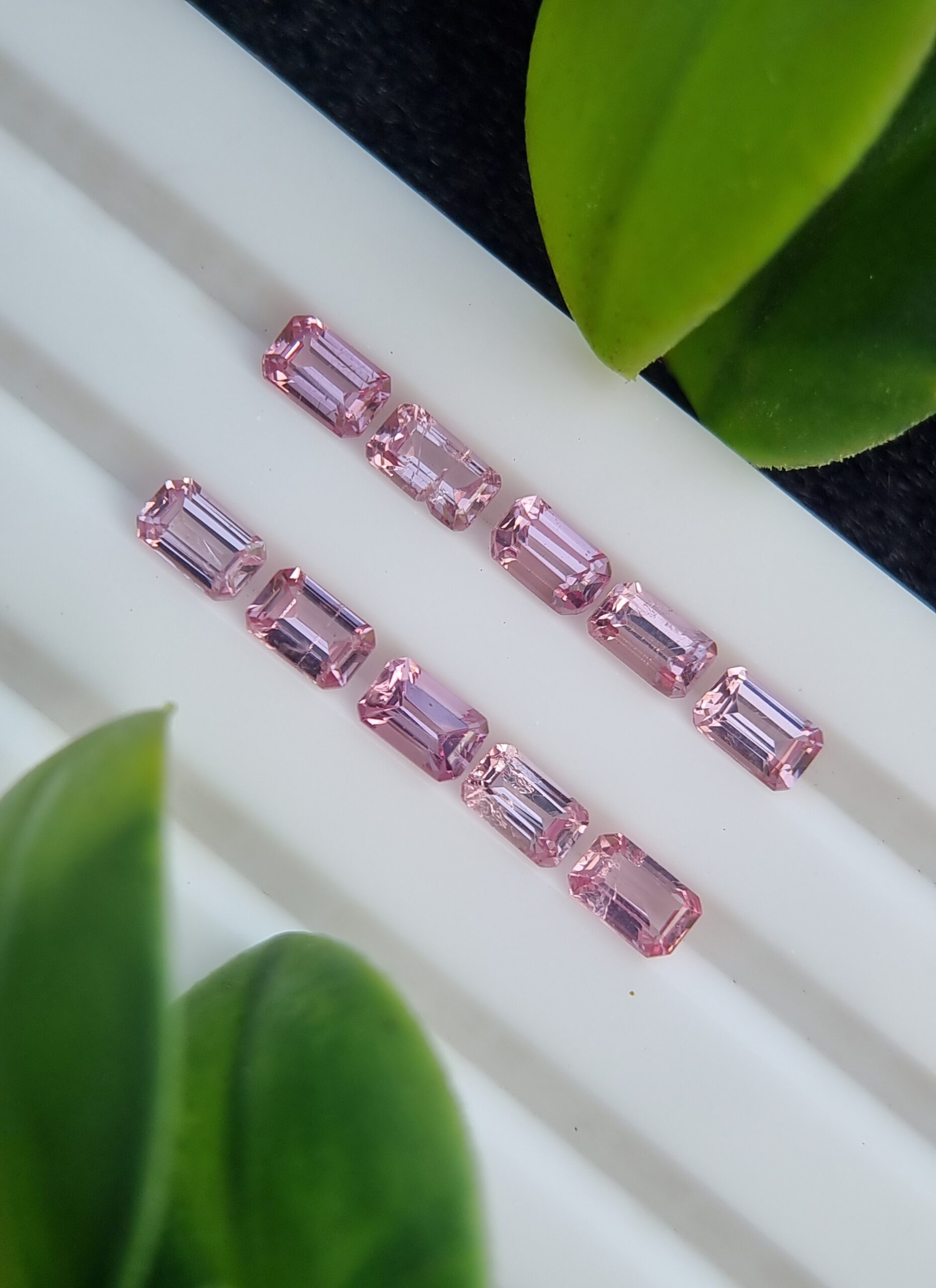 Natural Pink Spinel Lot - 3.13 ct - 10 Calibrated Emerald Cut Stones