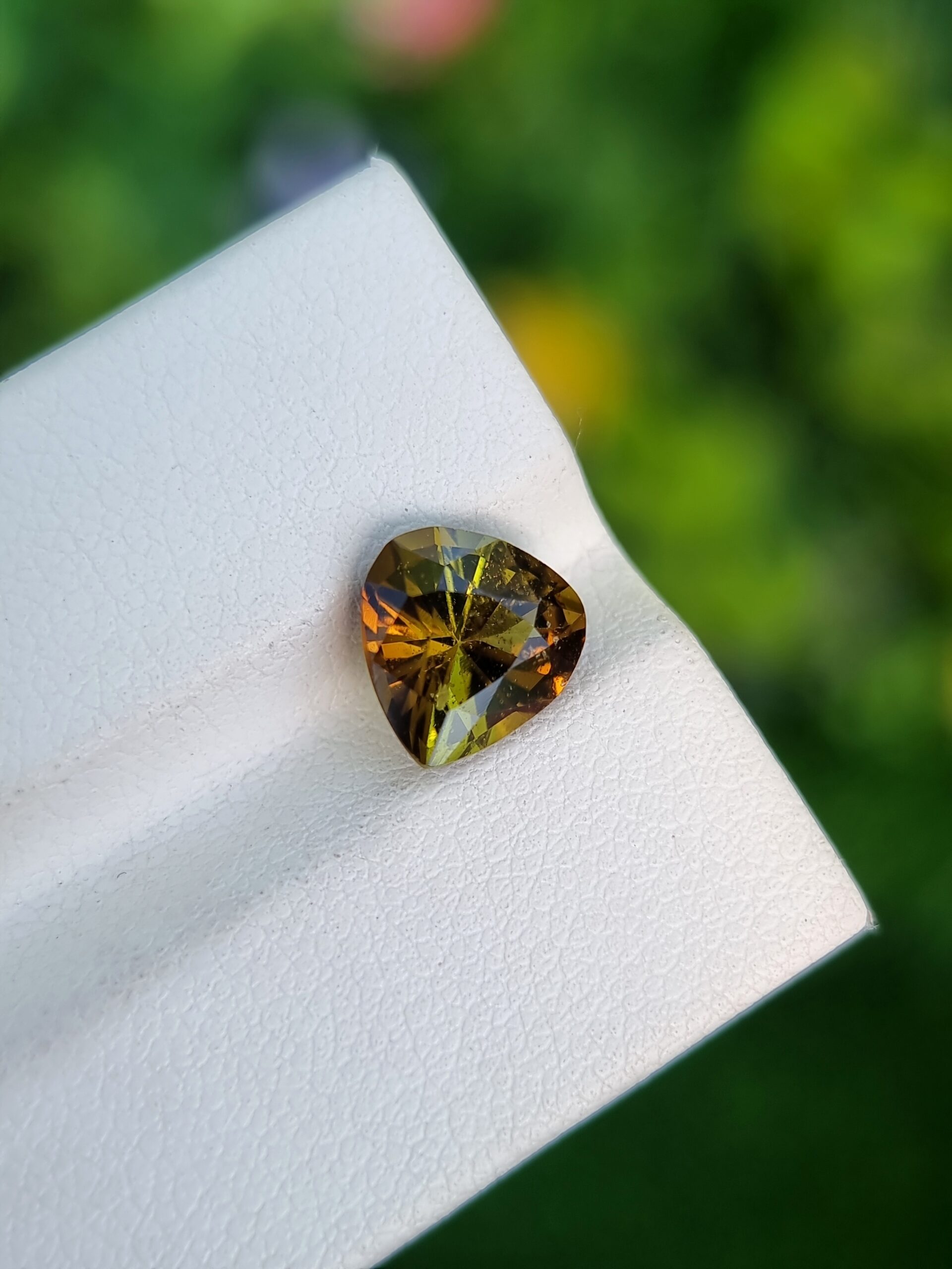 Vibrant 2.10 ct Trillion-Cut Natural Tourmaline - Orangish Green and Untreated