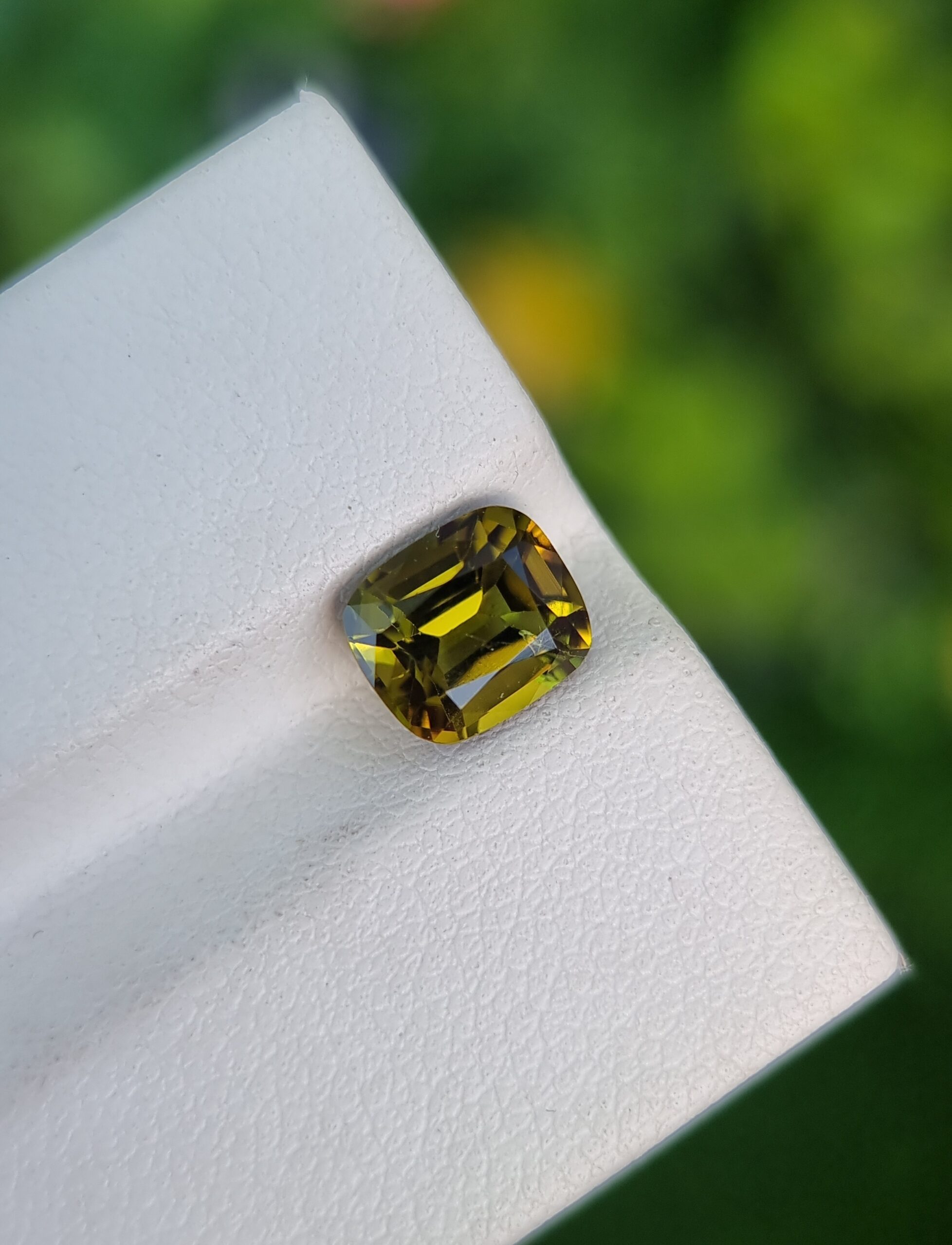 Charming 1.48 ct Cushion-Cut Natural Tourmaline - Slightly Yellowish Green