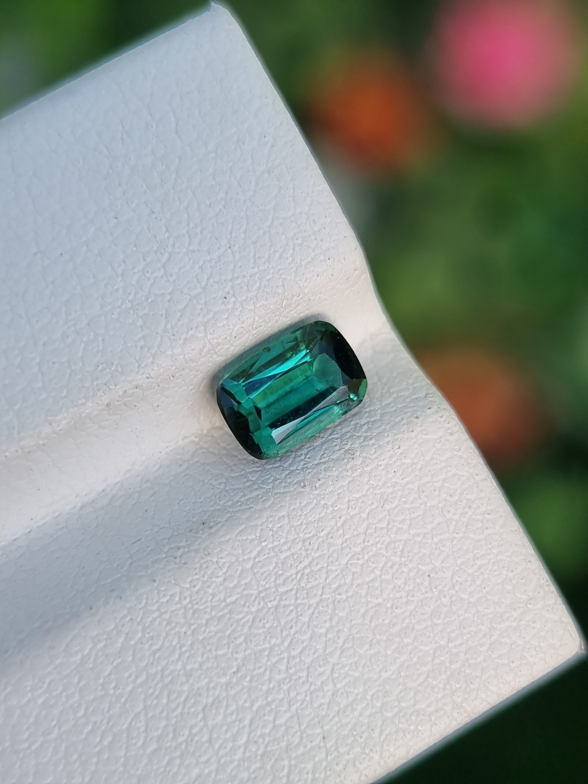 Authentic 0.90 ct Cushion Cut Bluish Green Natural Tourmaline from Afghanistan