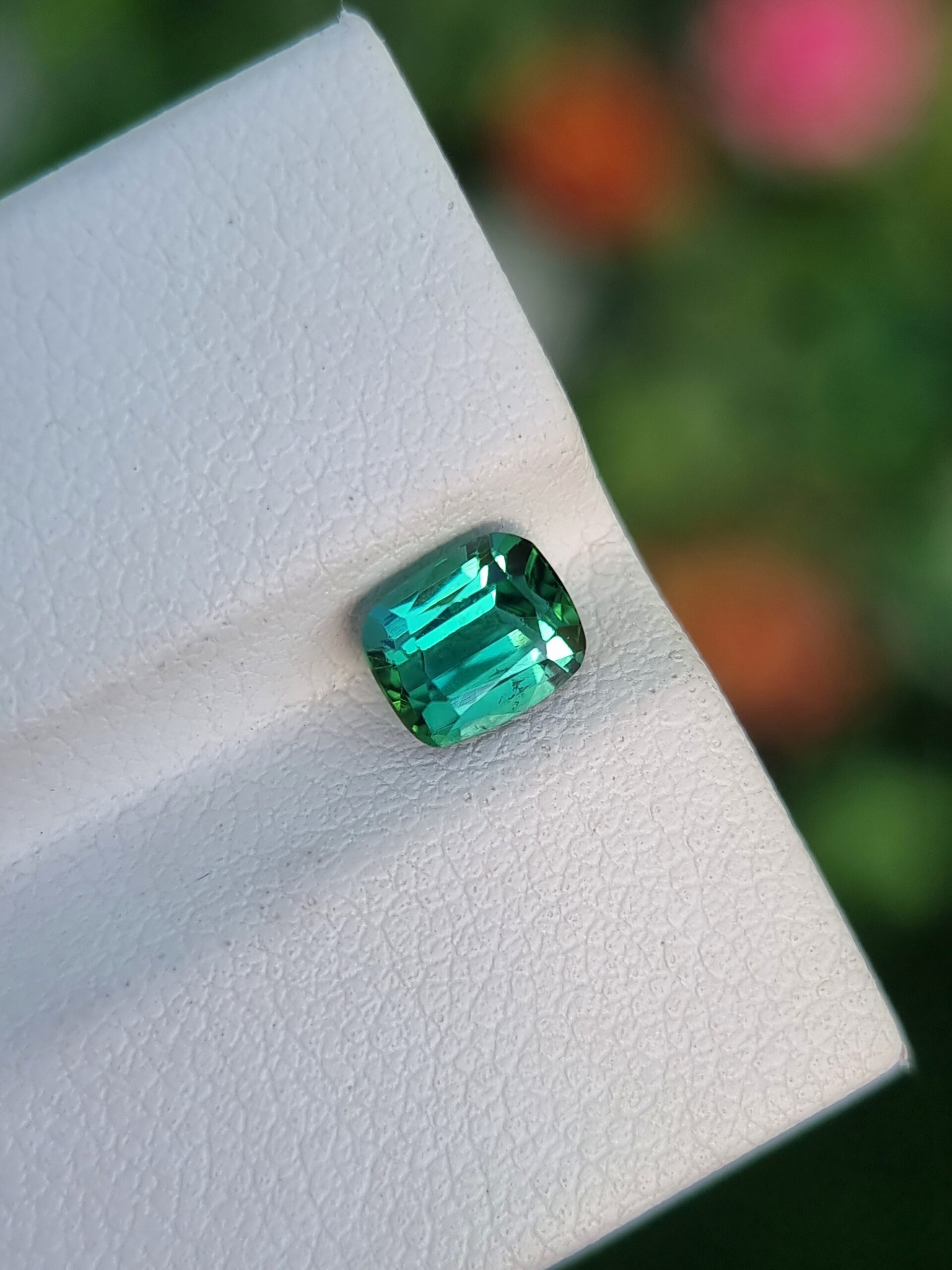 Genuine 0.92 ct Cushion Cut Bluish Green Natural Tourmaline from Afghanistan