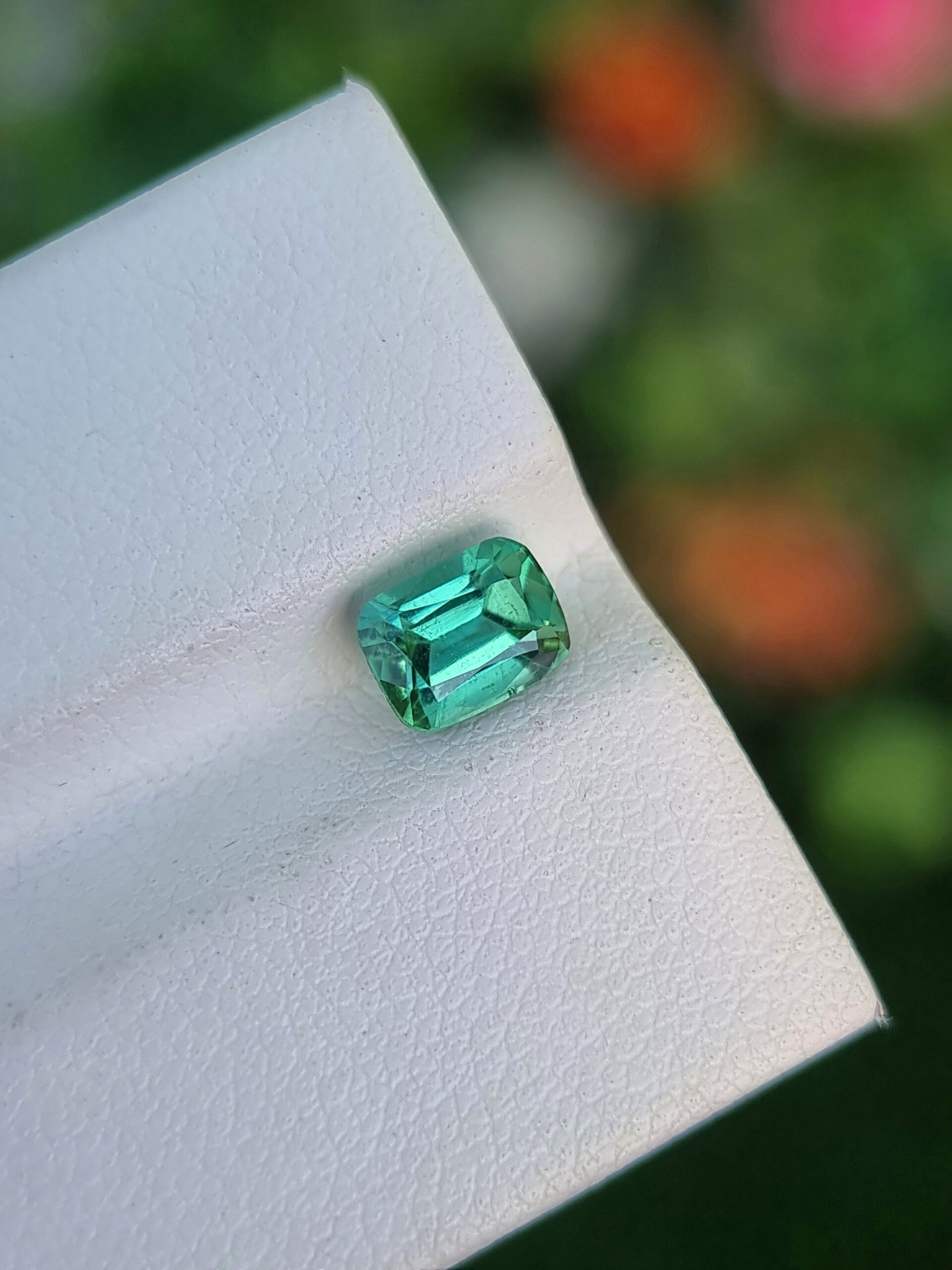 Exquisite 0.96 ct Cushion Cut Bluish Green Natural Tourmaline from Afghanistan