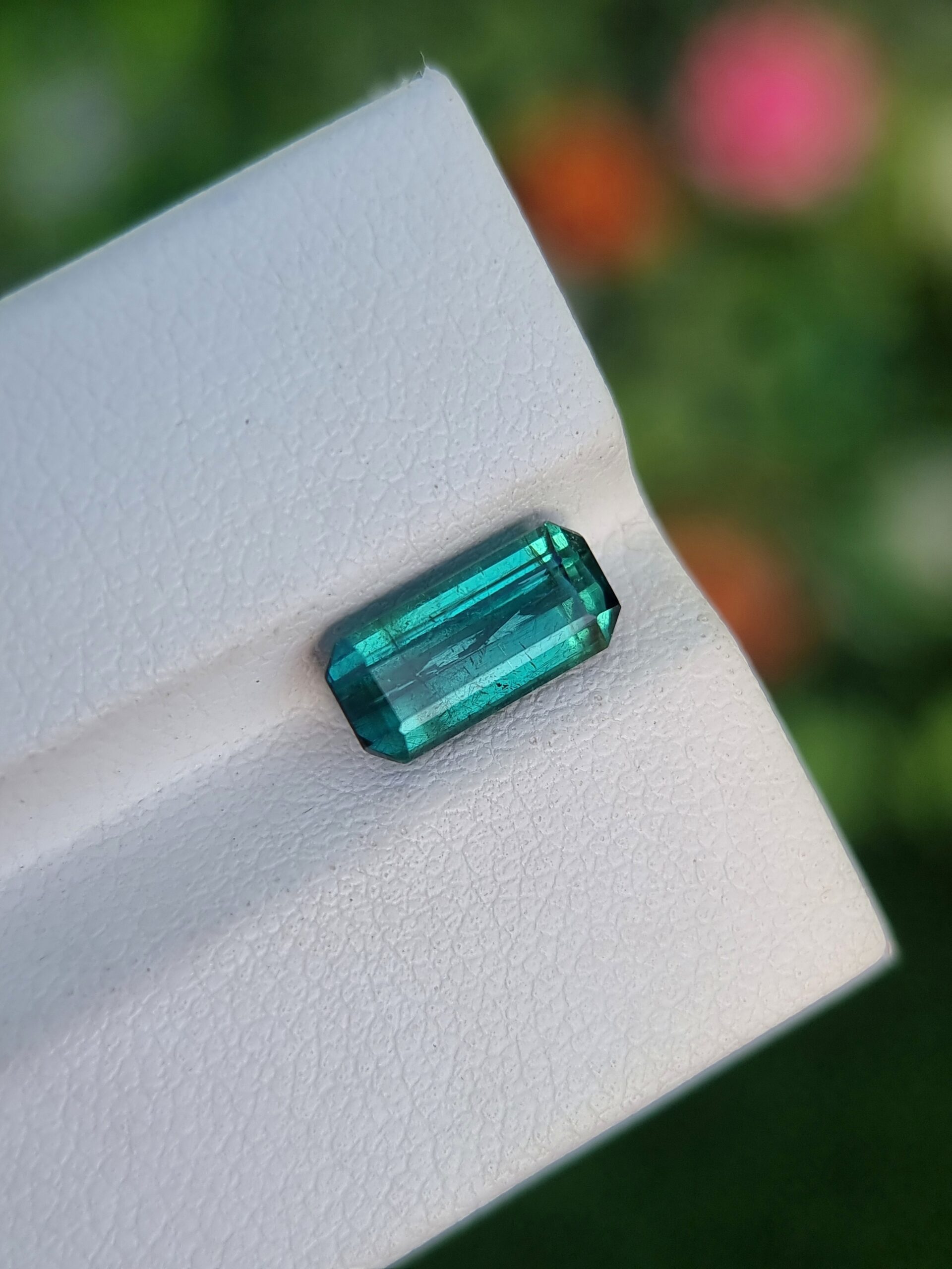 Exquisite Natural Tourmaline: Slightly Greenish Blue Emerald Cut Gemstone | 1.82 ct
