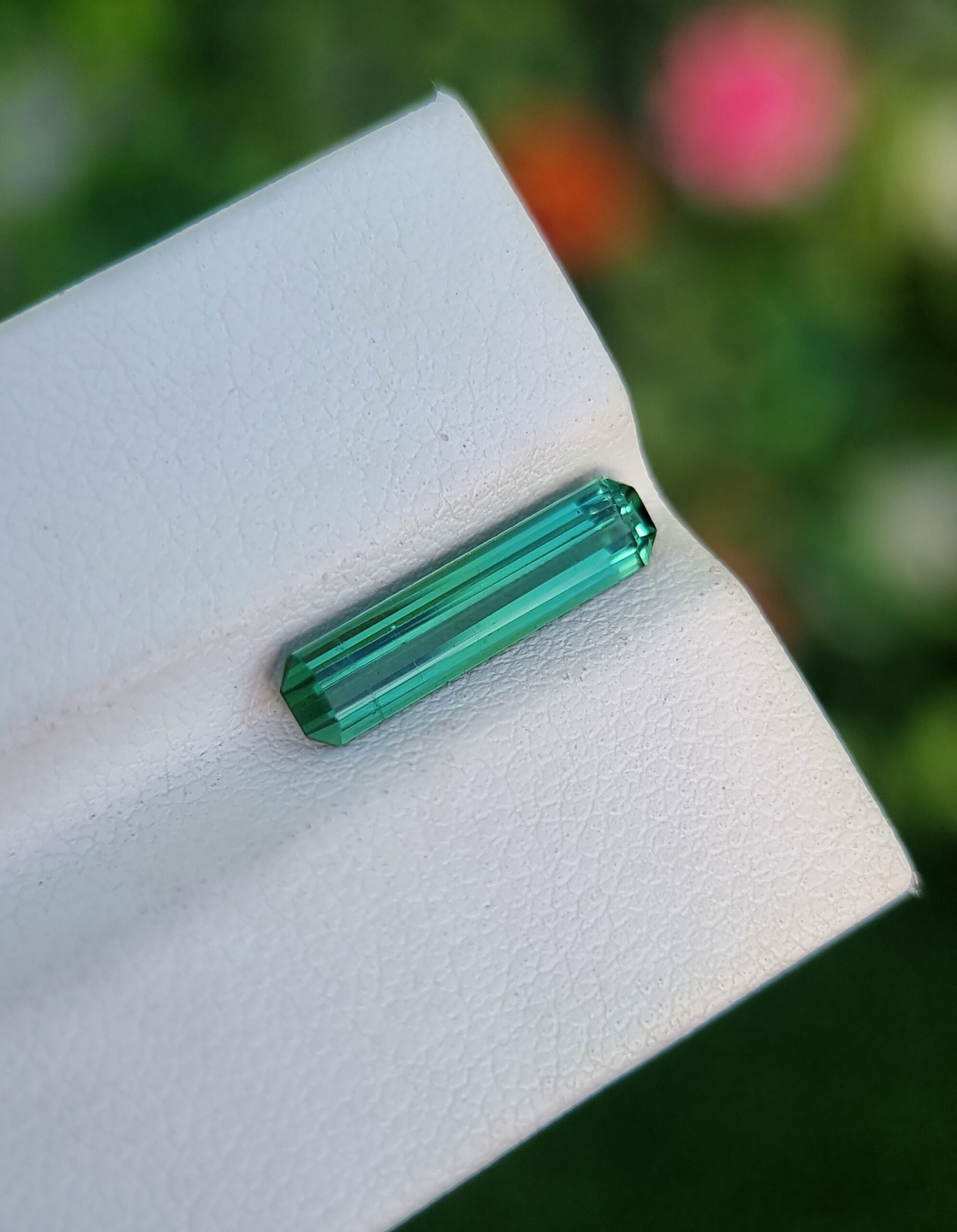 Elegant Bluish Green Natural Tourmaline: 1.74 ct Emerald Cut Gemstone