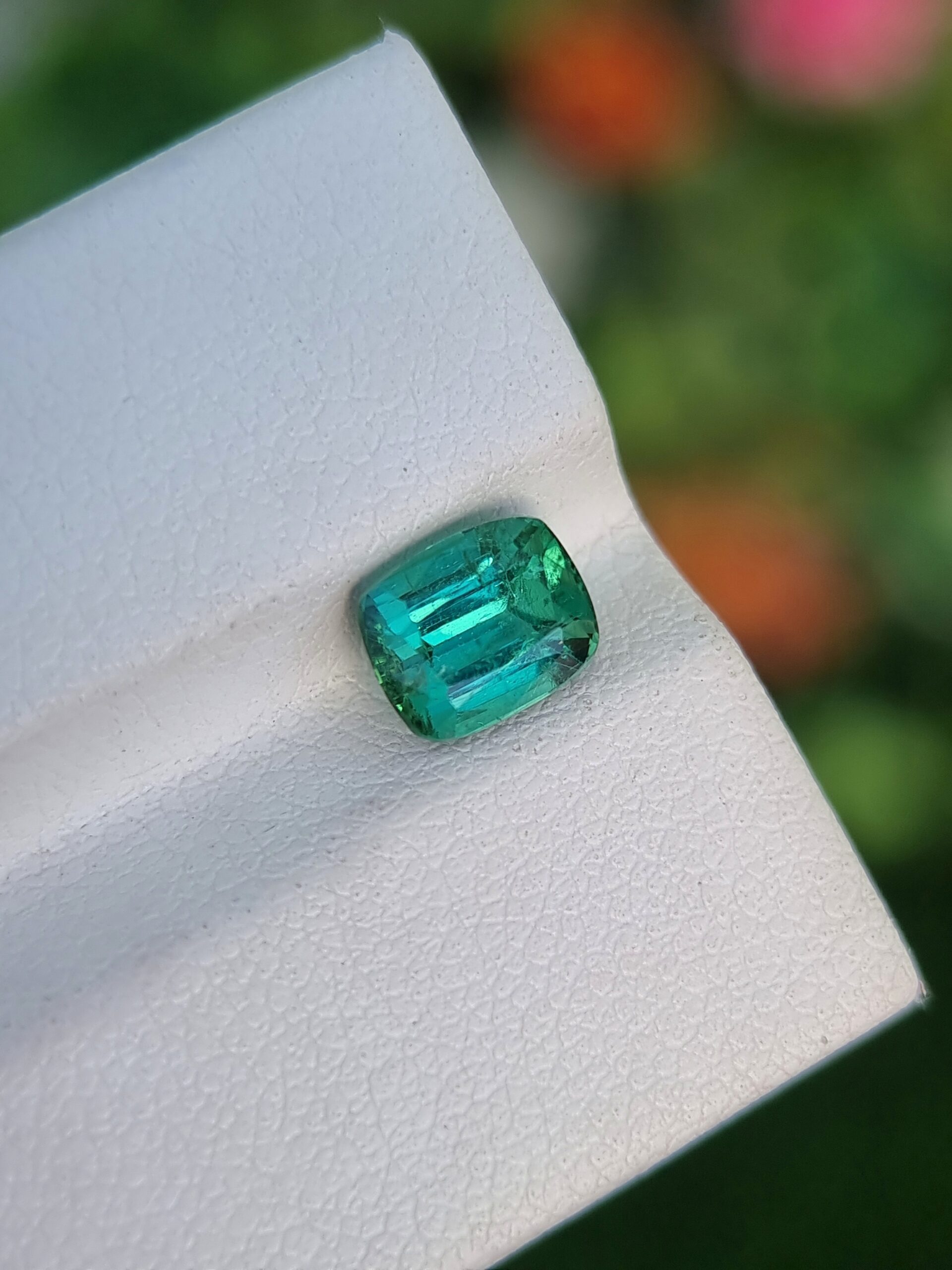 Cushion-Cut Bluish Green Natural Tourmaline 1.41 ct from Afghanistan