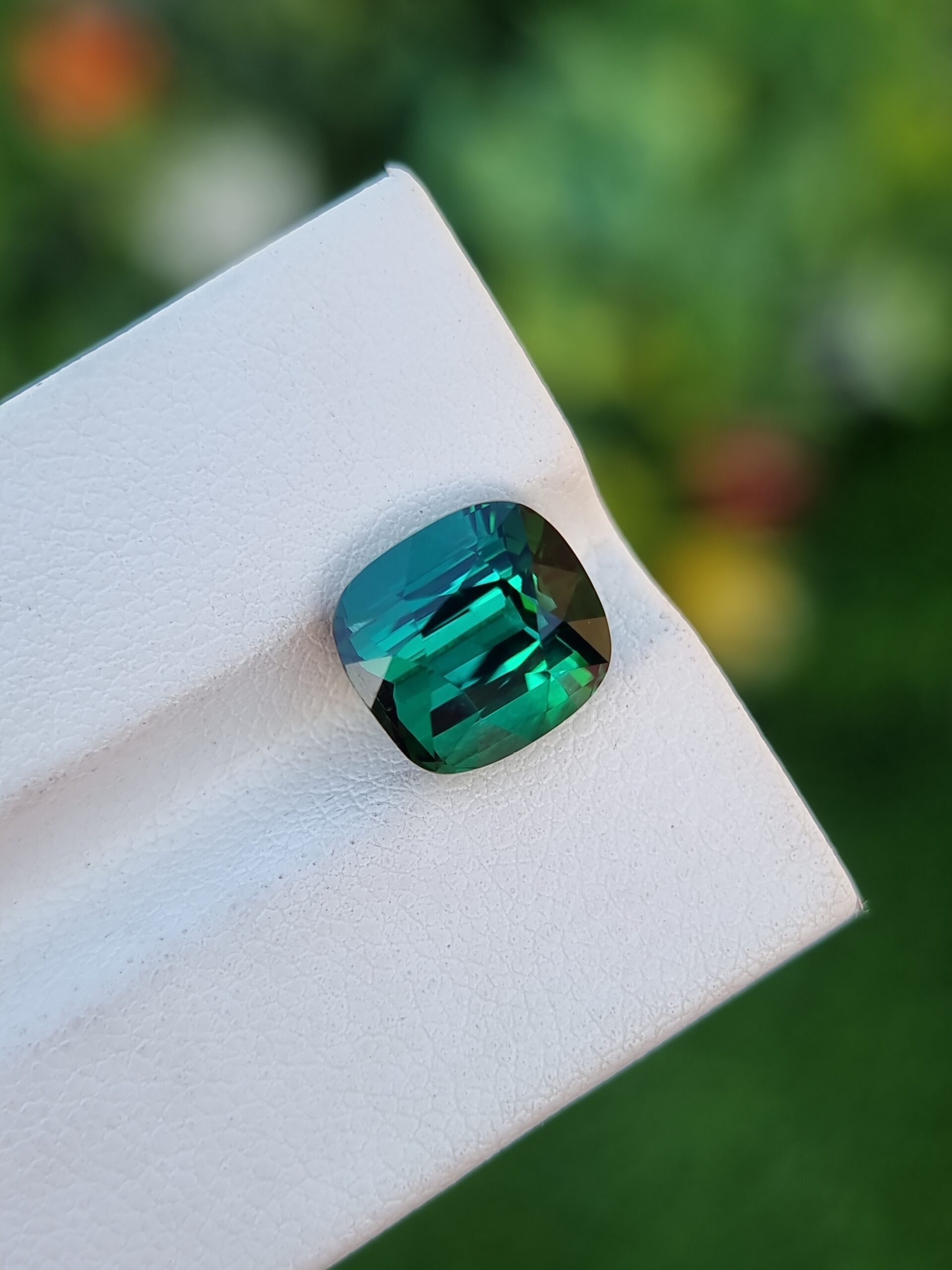 Cushion-Cut Bluish Green Natural Tourmaline 4.67 ct from Congo