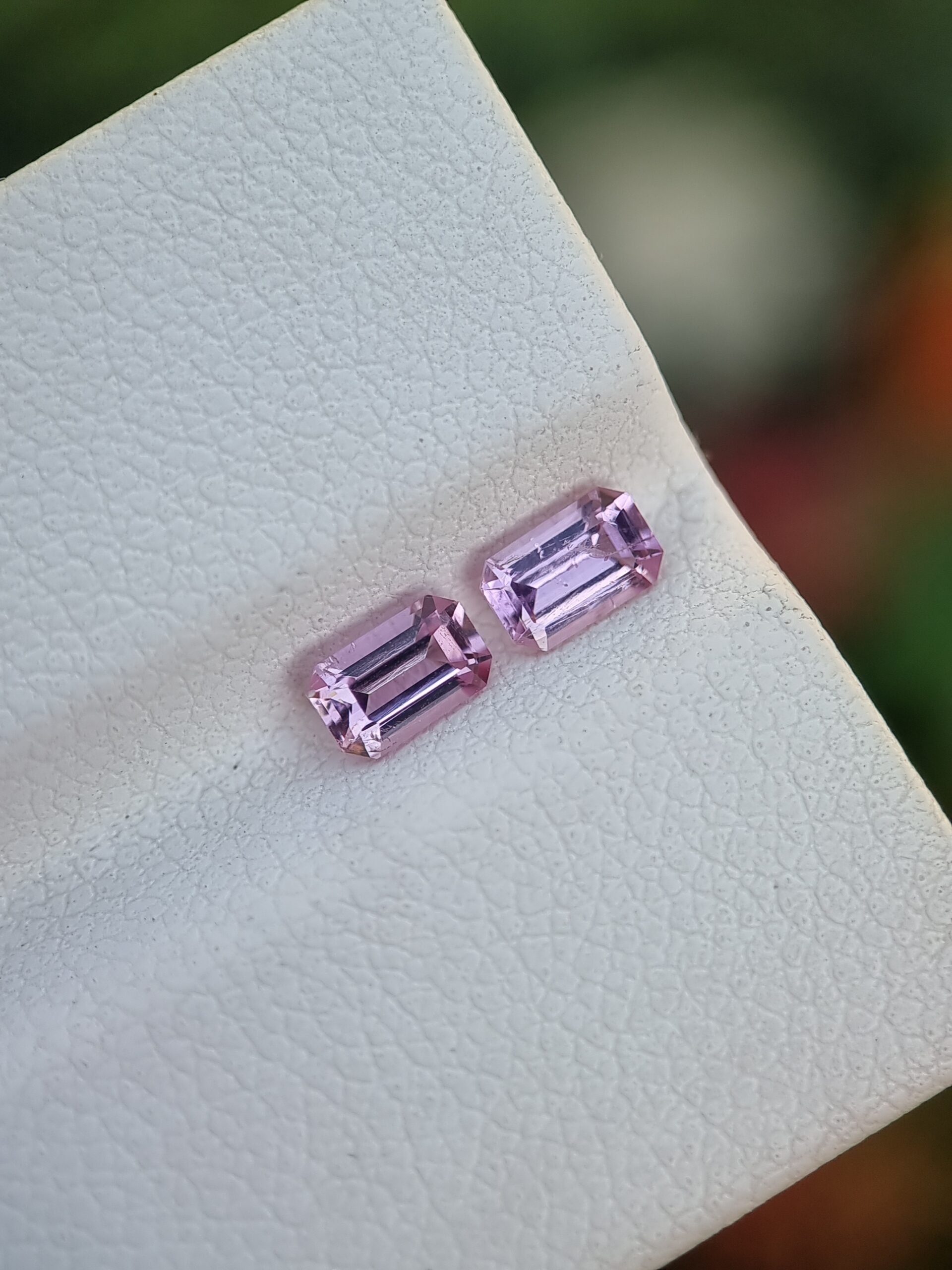 Charming Pink Topaz Matching Pair | 0.32 ct and 0.36 ct Emerald Cut
