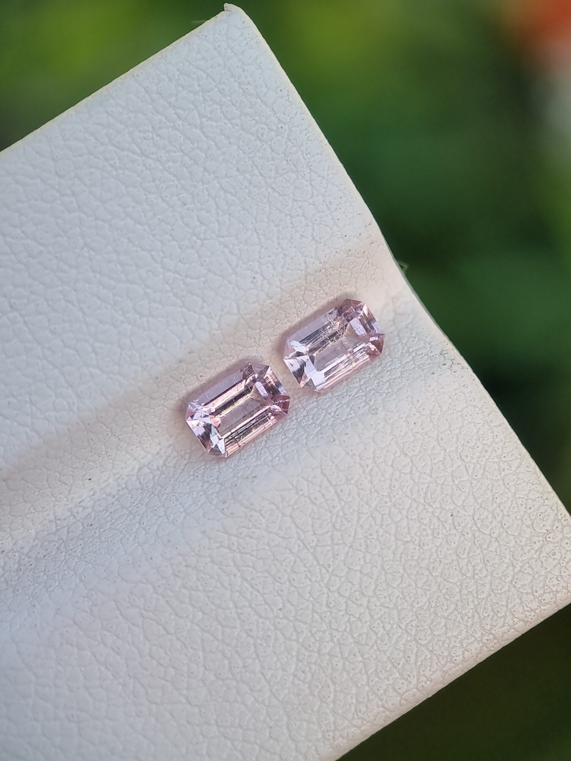 Elegant Natural Pink Topaz Emerald Cut Matching Pair | 0.41 ct & 0.42 ct