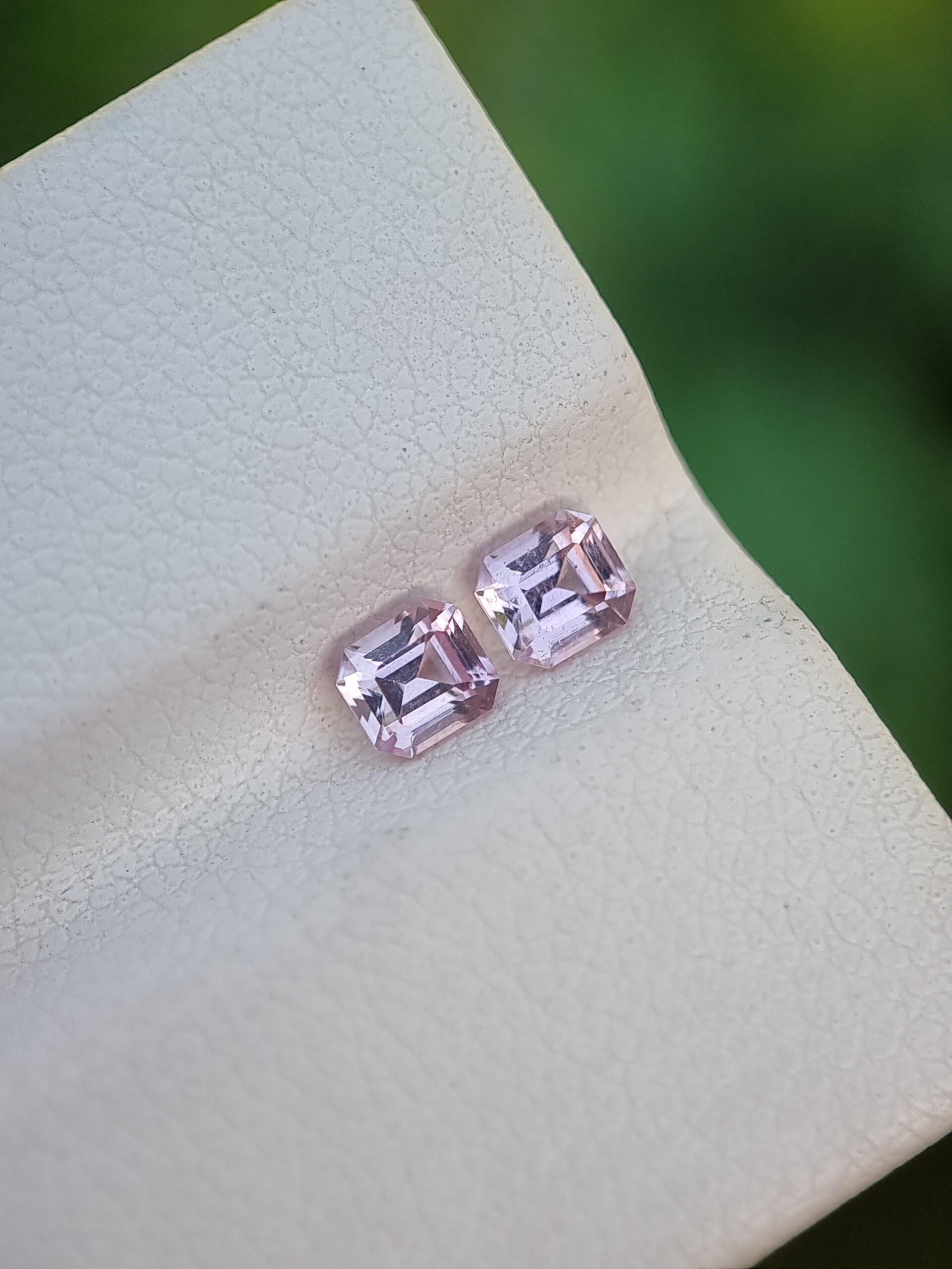 Elegant Natural Pink Topaz Emerald Cut Gemstone Pair (0.30 ct and 0.31 ct)