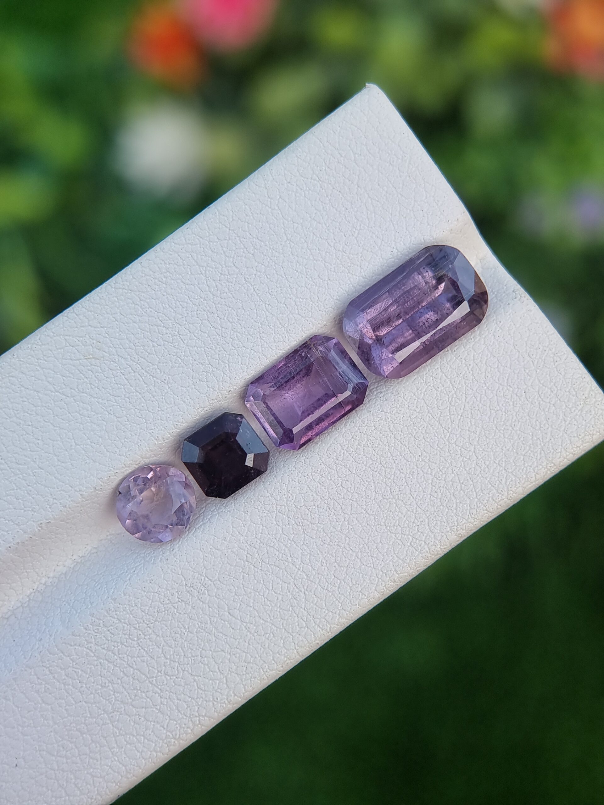 8.32 ct Lot of Natural Purple Tourmaline Gemstones - Cushion, Emerald, and Oval Cuts