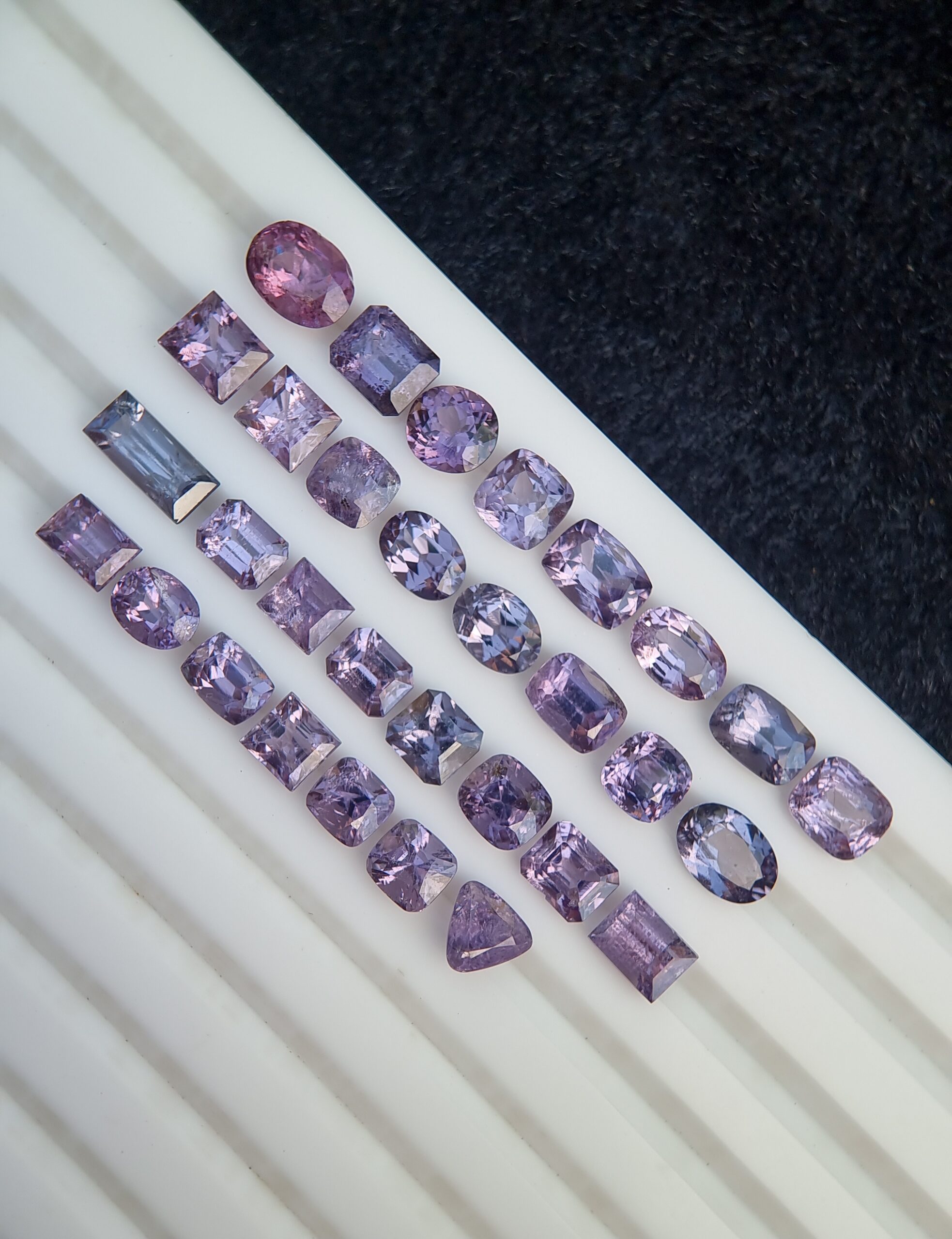 37.50 Carat Natural Spinel Gemstone Lot in Purple, Lavender, and Grey from Afghanistan