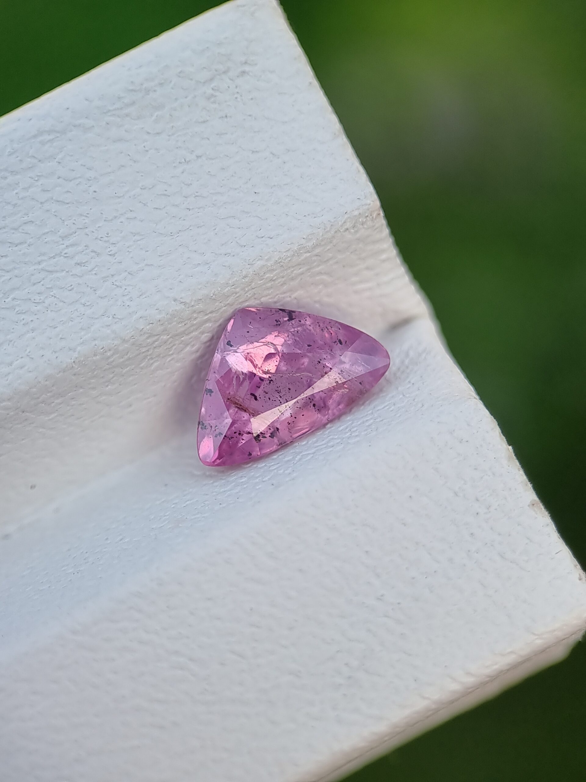 1.59 ct Natural Sapphire – Trillion Cut, Purplish Pink Gemstone from Afghanistan