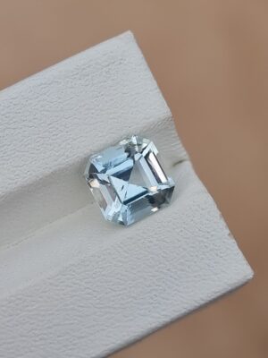 Natural Light Blue Aquamarine, 2.43 Carats Asscher Cut from Afghanistan (Untreated)