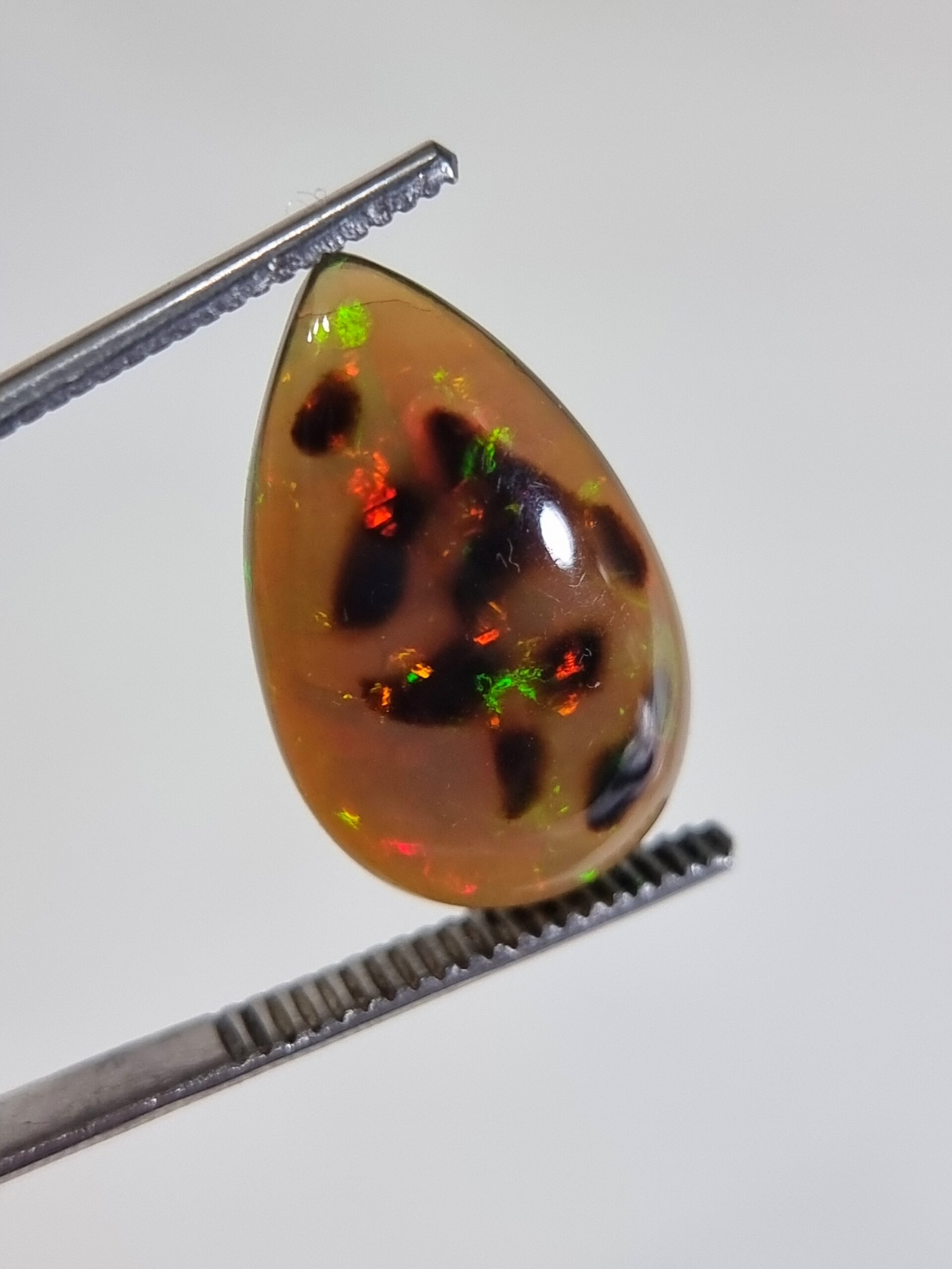 10.42 ct Natural Grey Opal Pear Cut Gemstone (Certified)