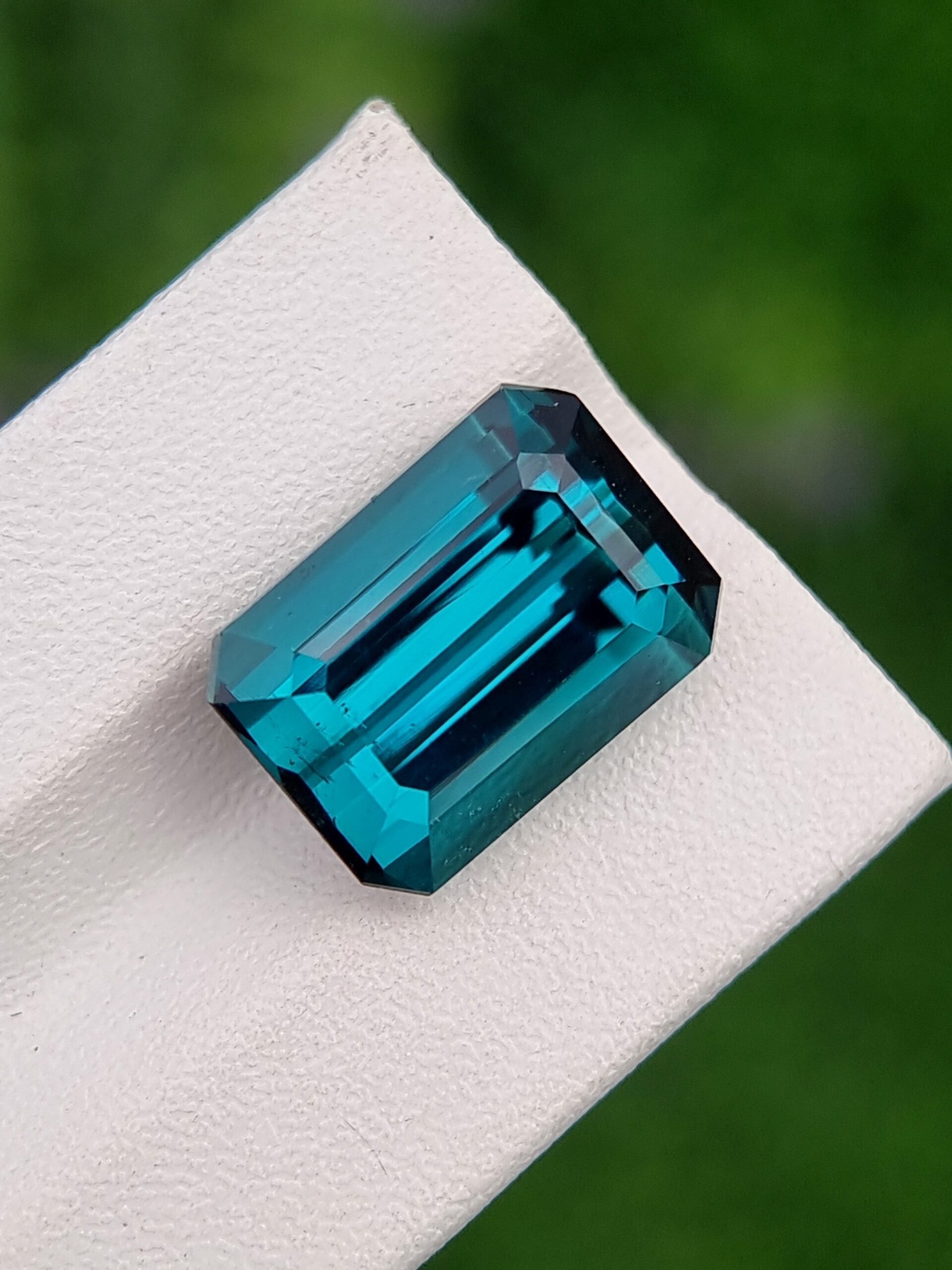 Natural Indicolite Tourmaline 8.72 ct - Indigo Blue Emerald Cut Gemstone, Untreated, Certified
